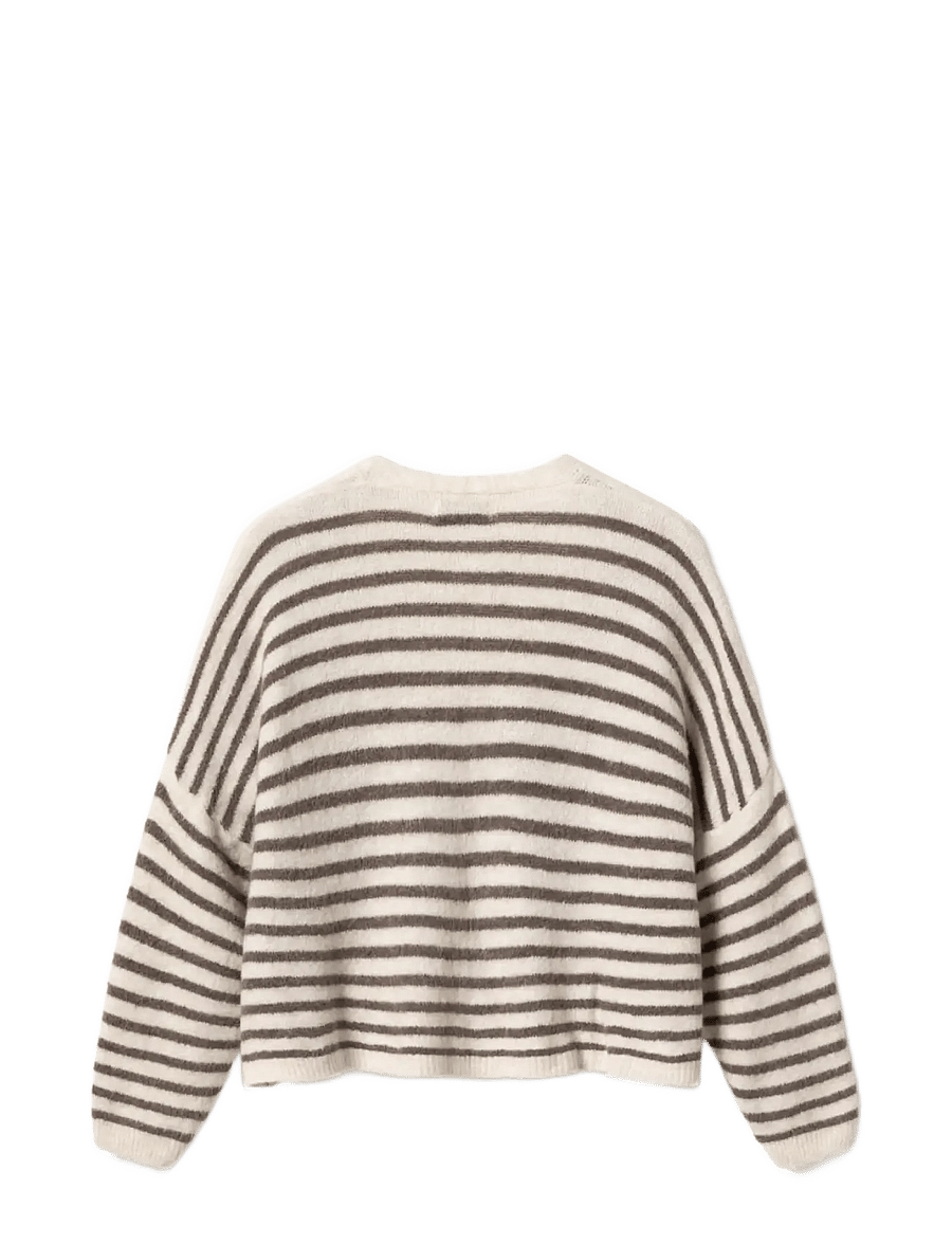 Noella - N-Lenda Knit Cardigan - koftor - brown ivory stripe - 2