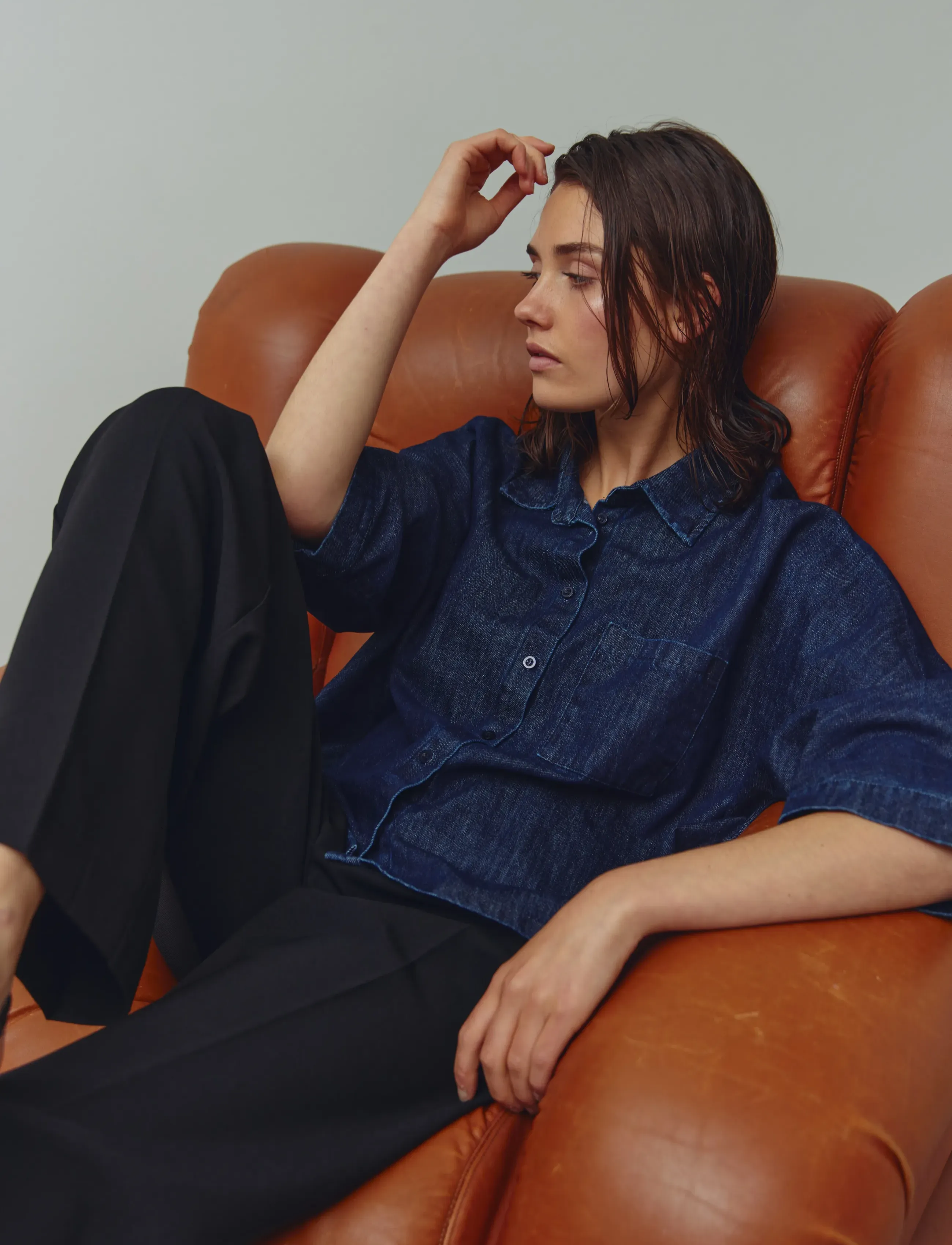Noella N-Lashea Shirt, M/L, Navy, Skjorter > Denim-Skjorter, Dame