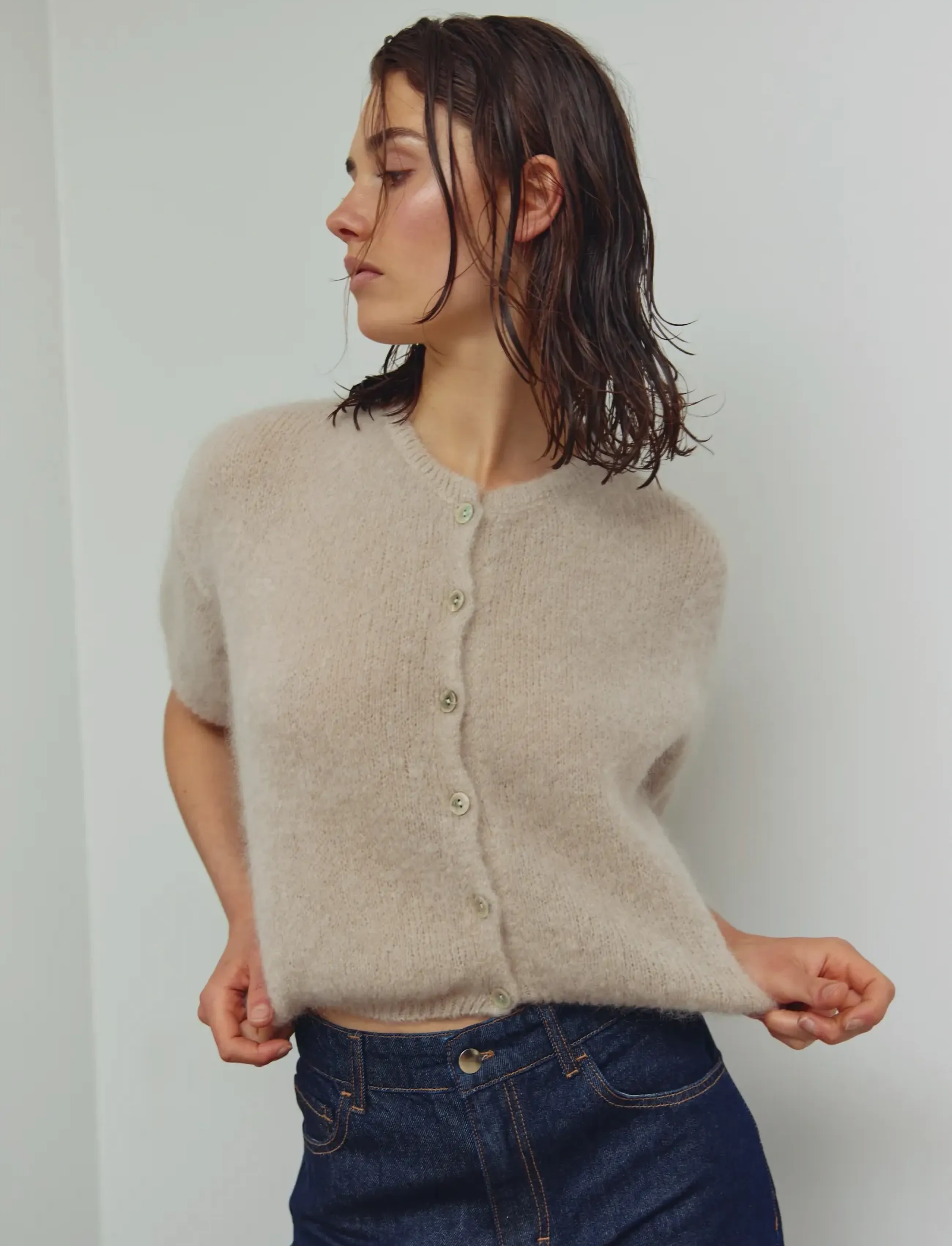 Noella N-Lorell Knit Cardigan, L/XL, Beige, Strik > Cardigans, Dame