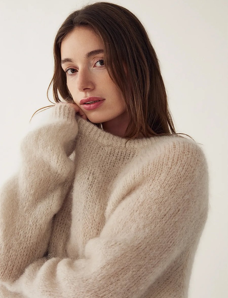 Noella - N-Latora Mohair Knit - džemperi - beige - 5