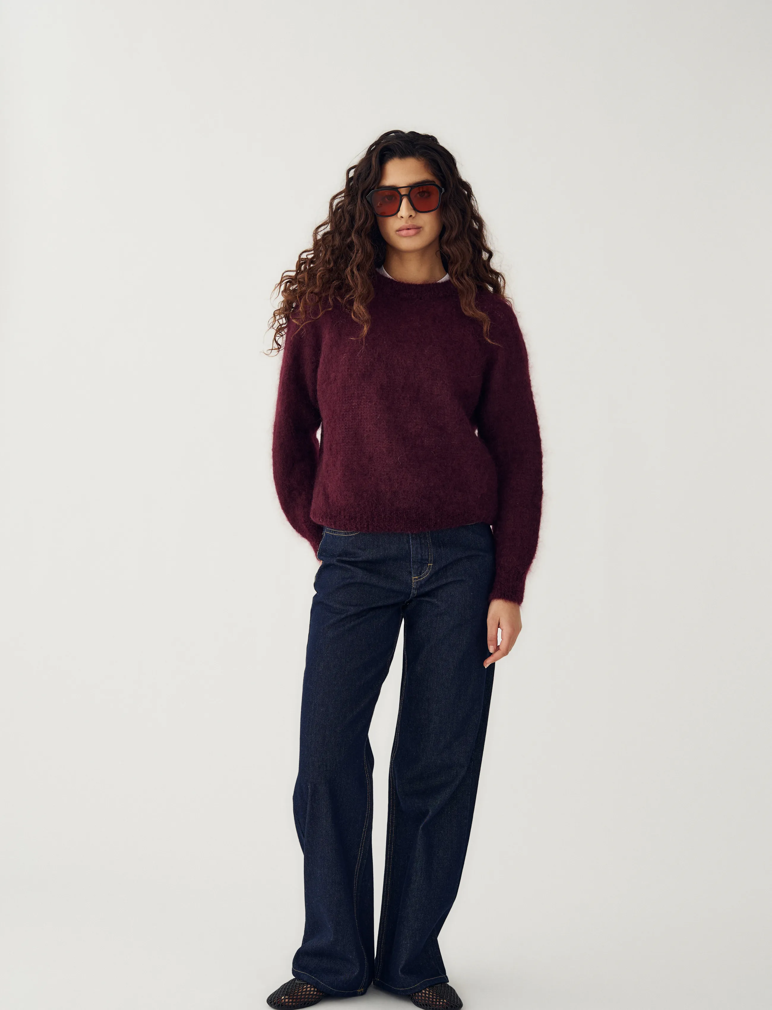 Noella N-Latora Mohair Knit, L/XL, Knitwear, Burgunderrot - Jumpers, Frauen