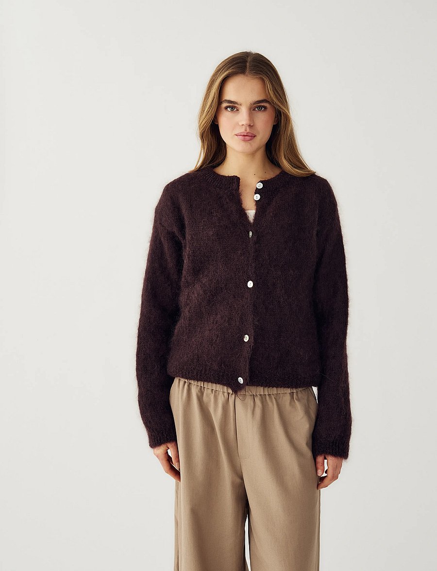 Noella - N-Kae Mohair Cardigan - kardiganid - dark brown chocolate - 0