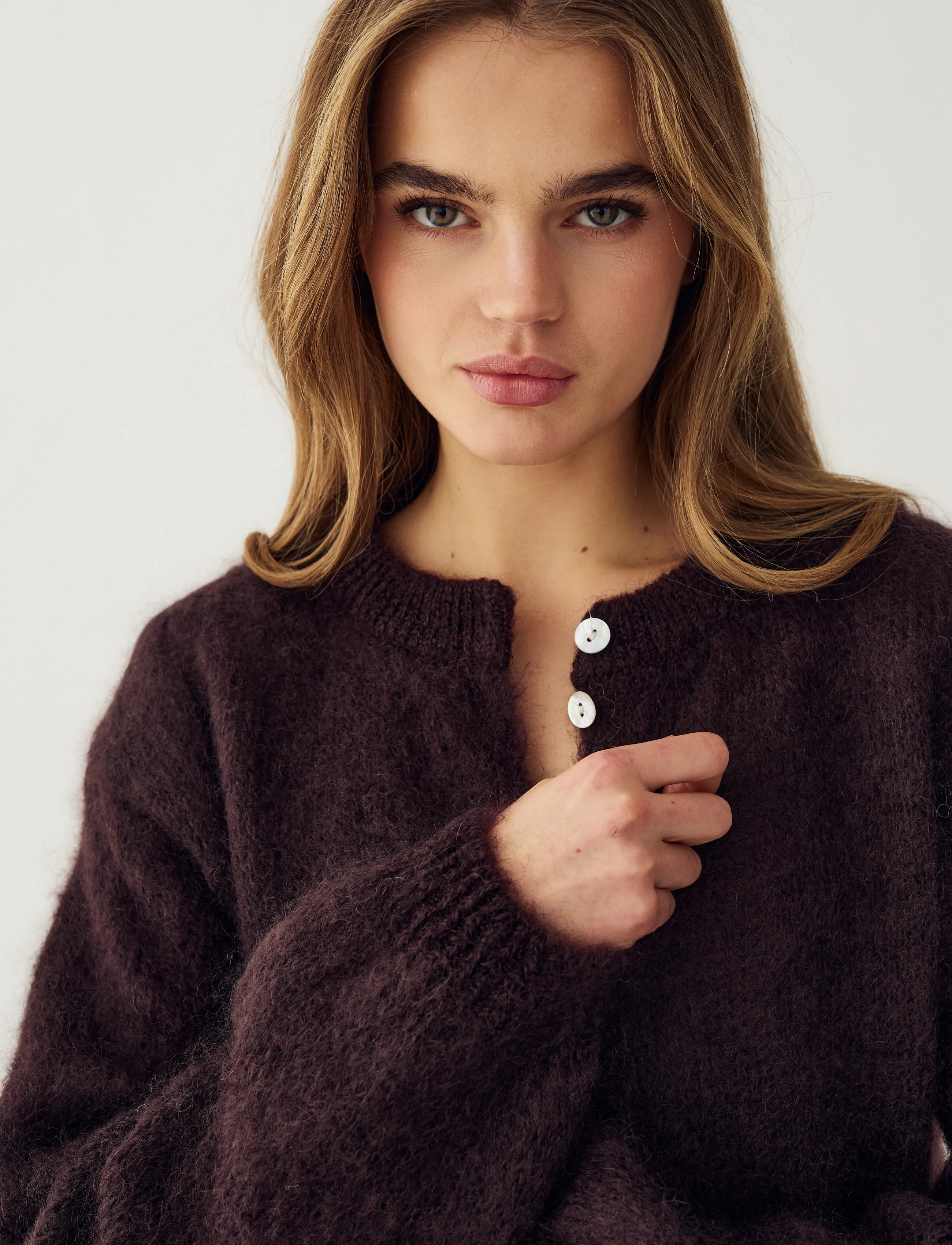 Noella - N-Kae Mohair Cardigan - kardiganid - dark brown chocolate - 3