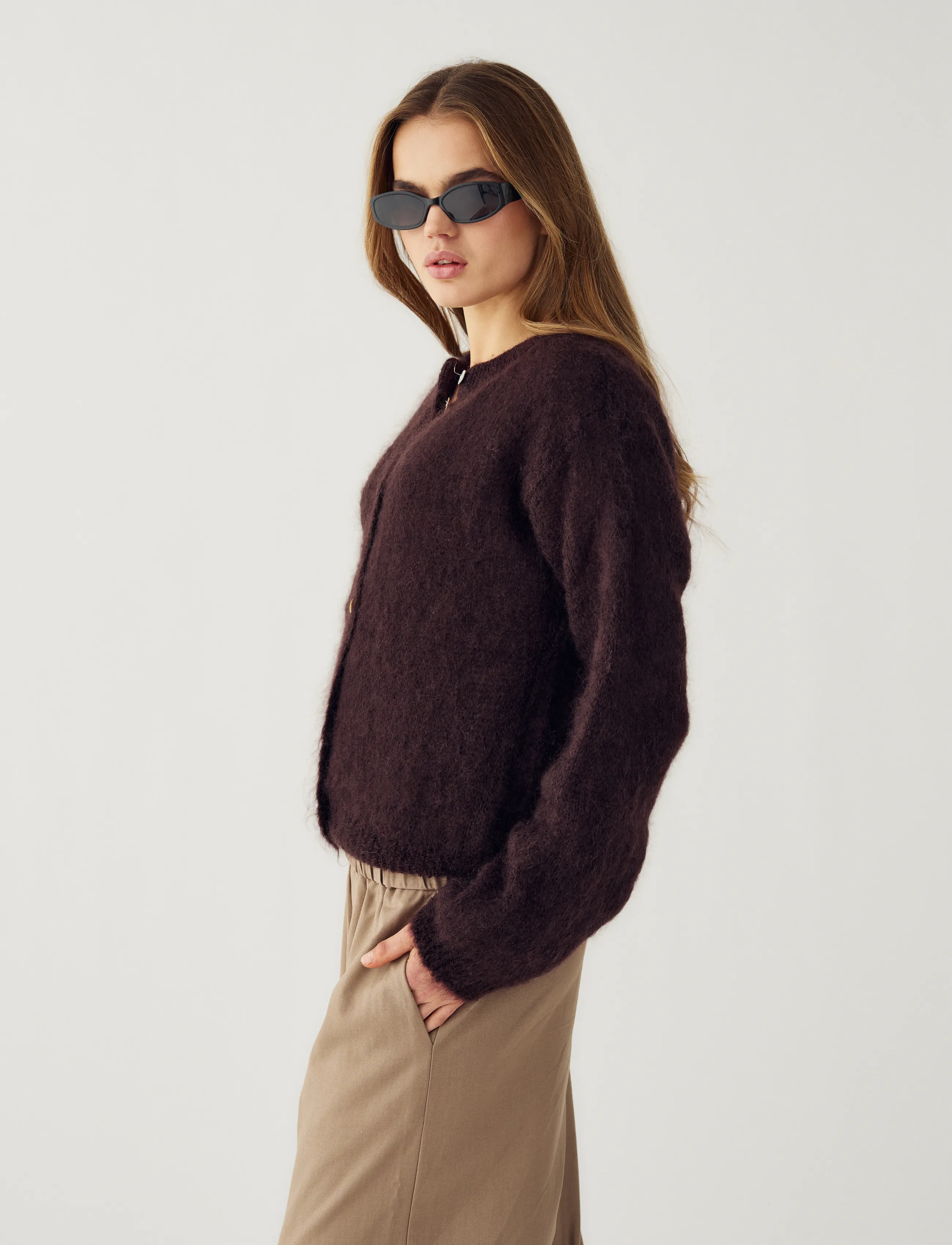 Noella - N-Kae Mohair Cardigan - kardiganid - dark brown chocolate - 4