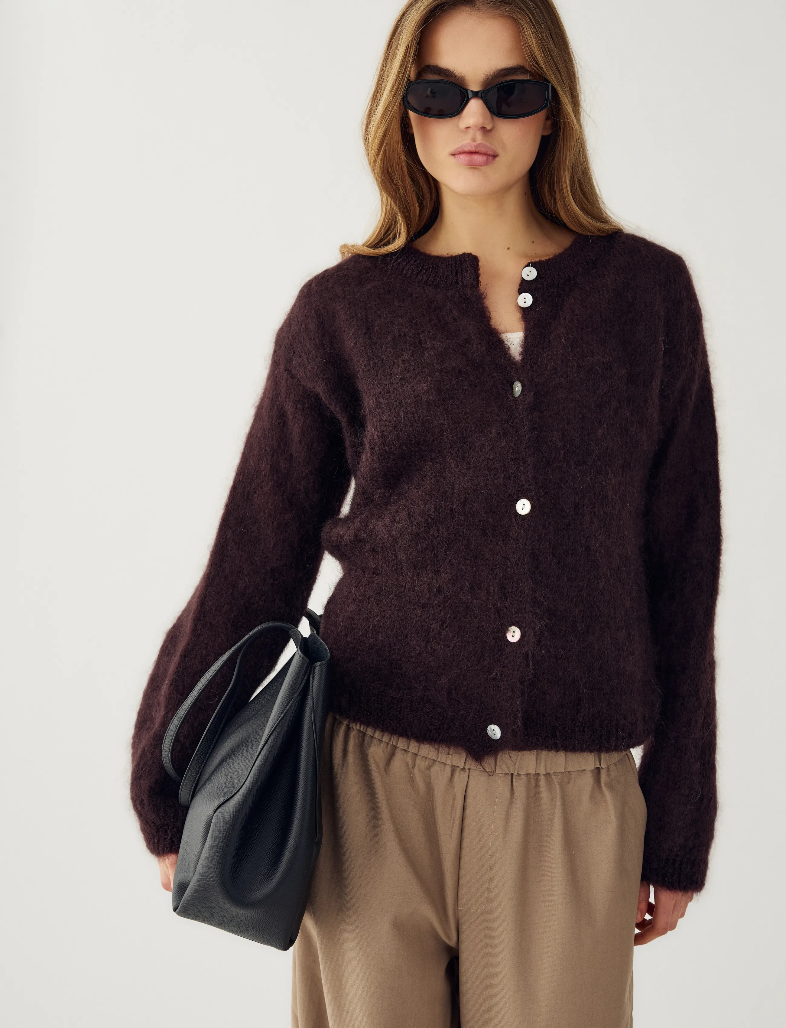 Noella - N-Kae Mohair Cardigan - kardiganid - dark brown chocolate - 5