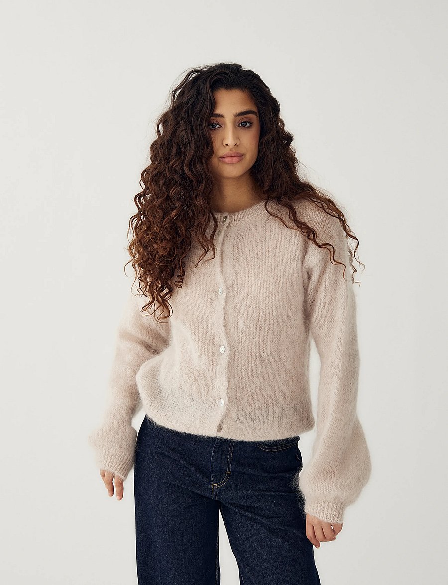 Noella - N-Kae Mohair Cardigan - koftor - oyster - 0