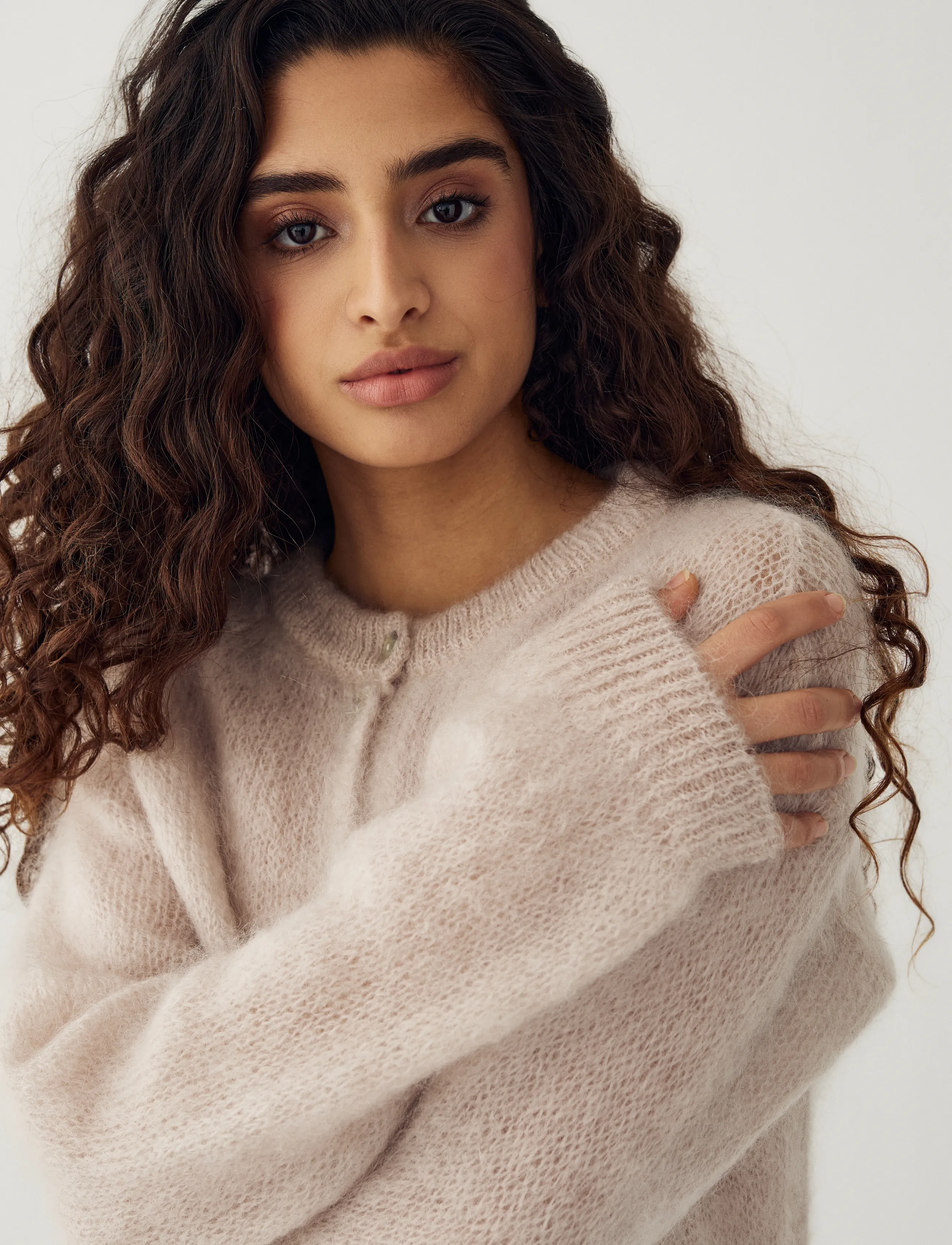 Noella - N-Kae Mohair Cardigan - koftor - oyster - 3