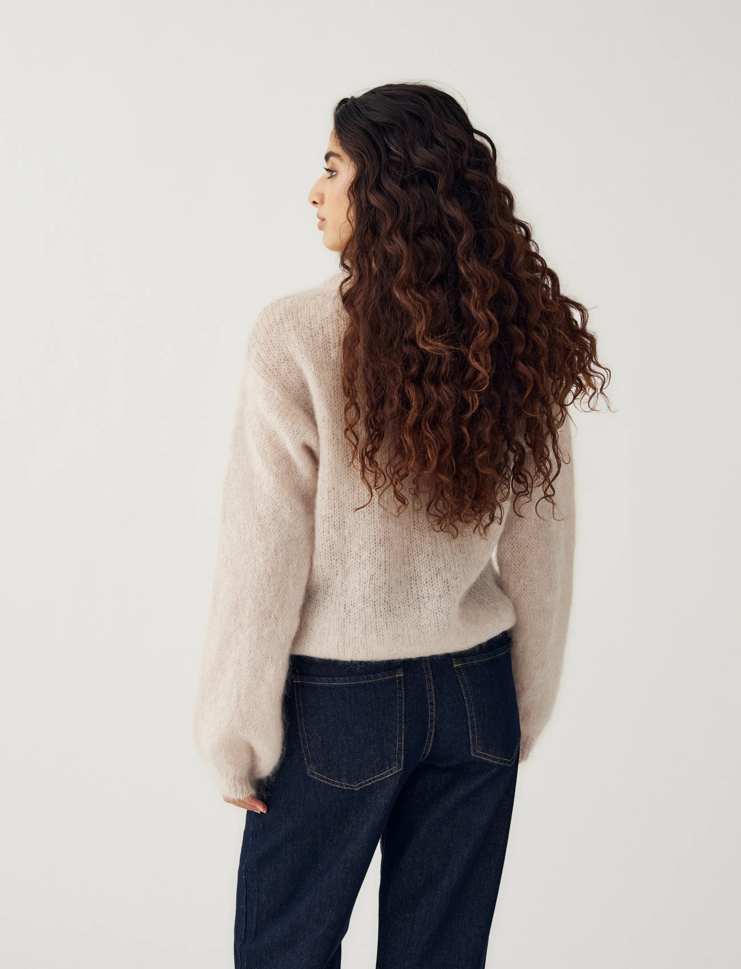 Noella - N-Kae Mohair Cardigan - koftor - oyster - 4