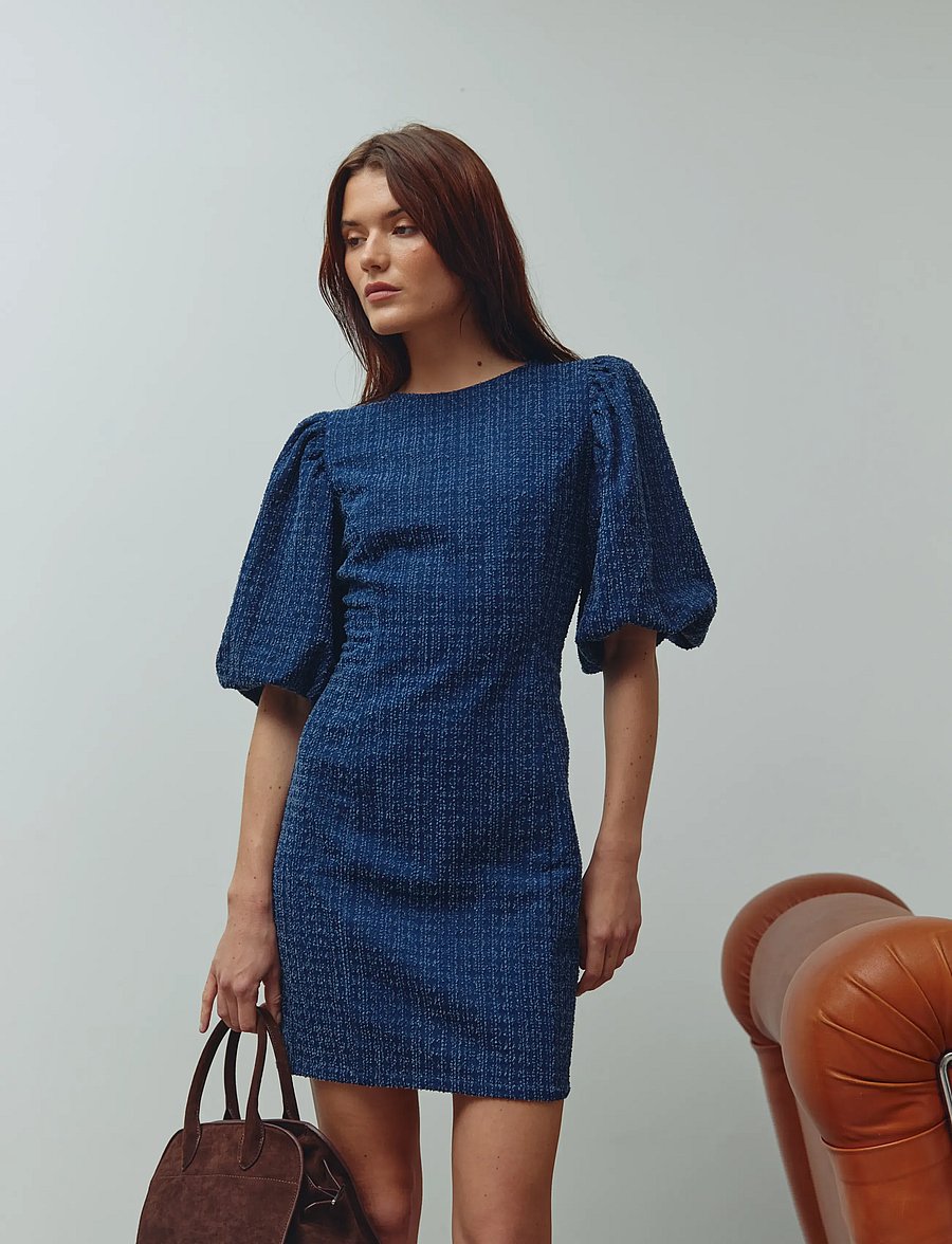 Noella - N-Michaela Dress - midiklänningar - dark blue wash - 3