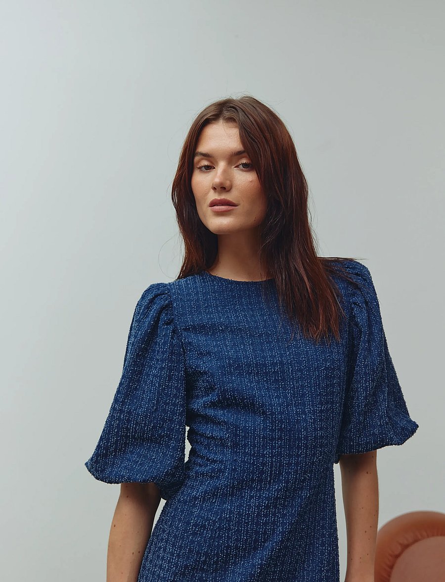 Noella - N-Michaela Dress - midiklänningar - dark blue wash - 4