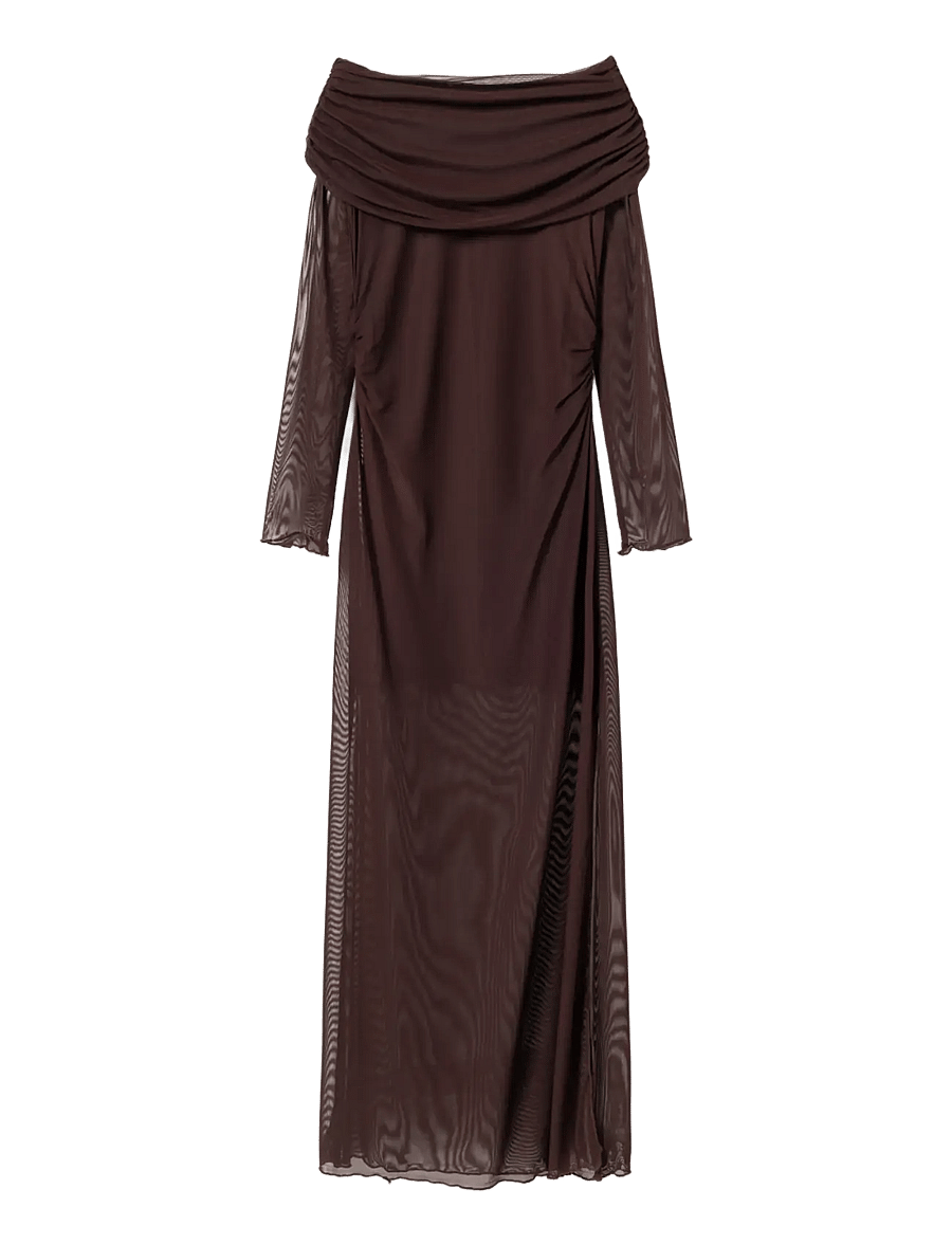 Noella - N-Melani LS Dress - maxikleider - dark chocolate - 1