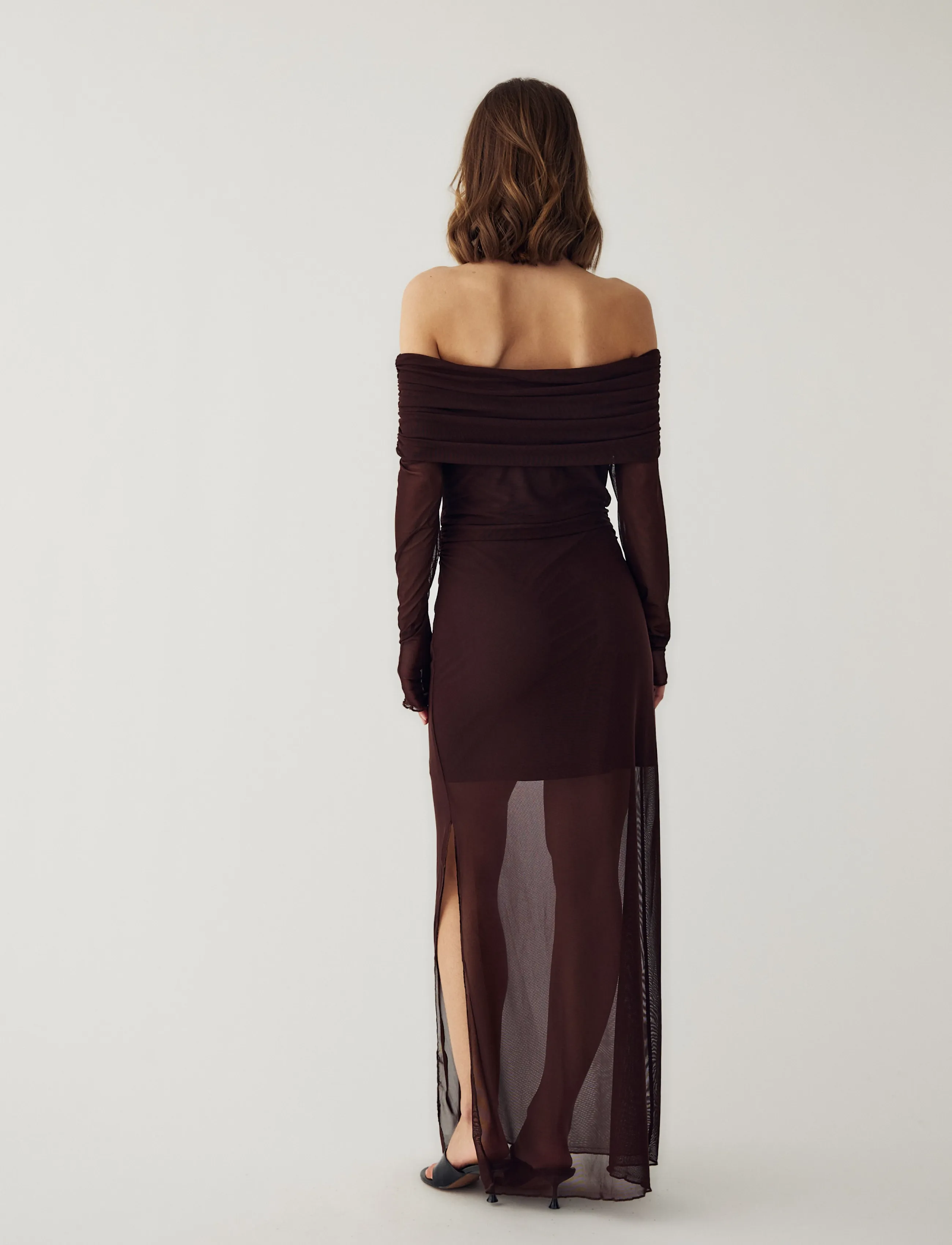 Noella - N-Melani LS Dress - maxi dresses - dark chocolate - 3