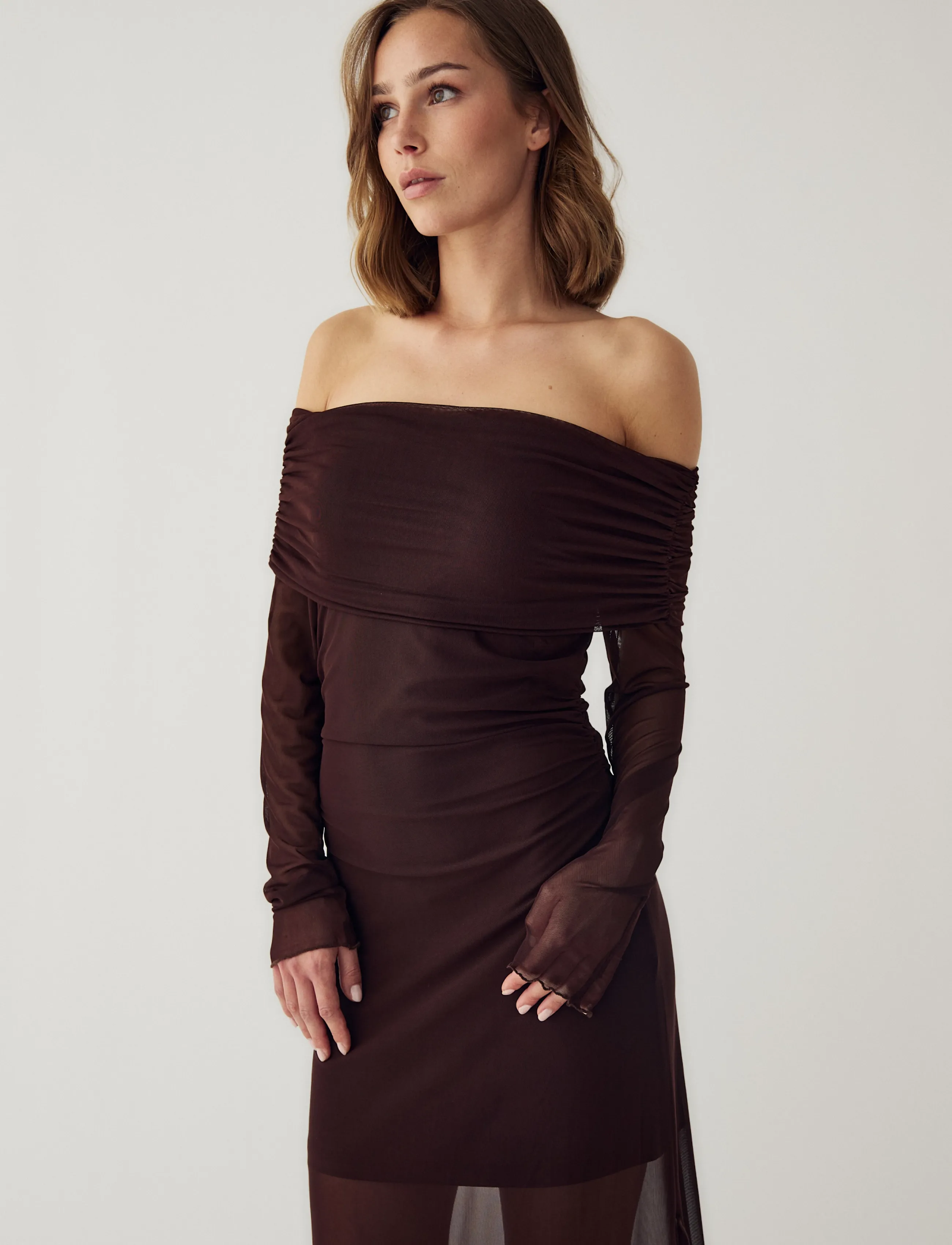Noella - N-Melani LS Dress - maxi dresses - dark chocolate - 5