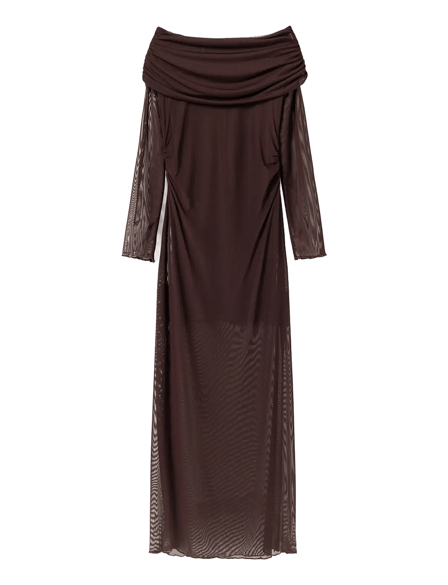 Noella - N-Melani LS Dress - maxikleider - dark chocolate - 2