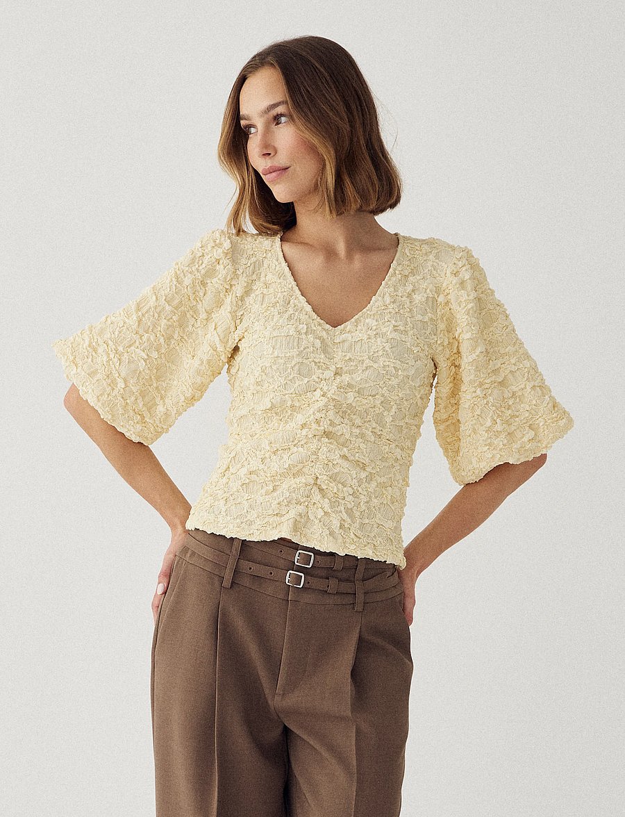 Noella - N-Mykah Top - któtkie bluzki - butter yellow - 0