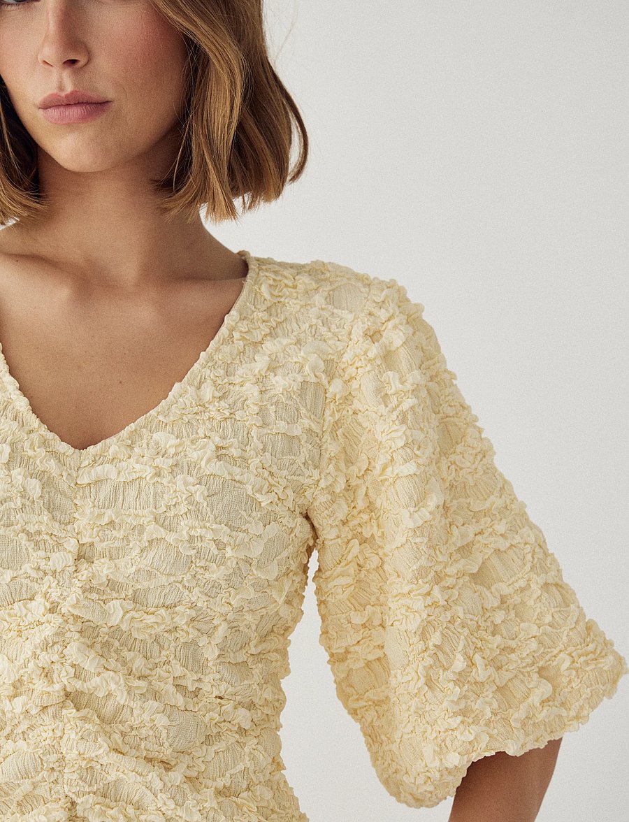 Noella - N-Mykah Top - któtkie bluzki - butter yellow - 4