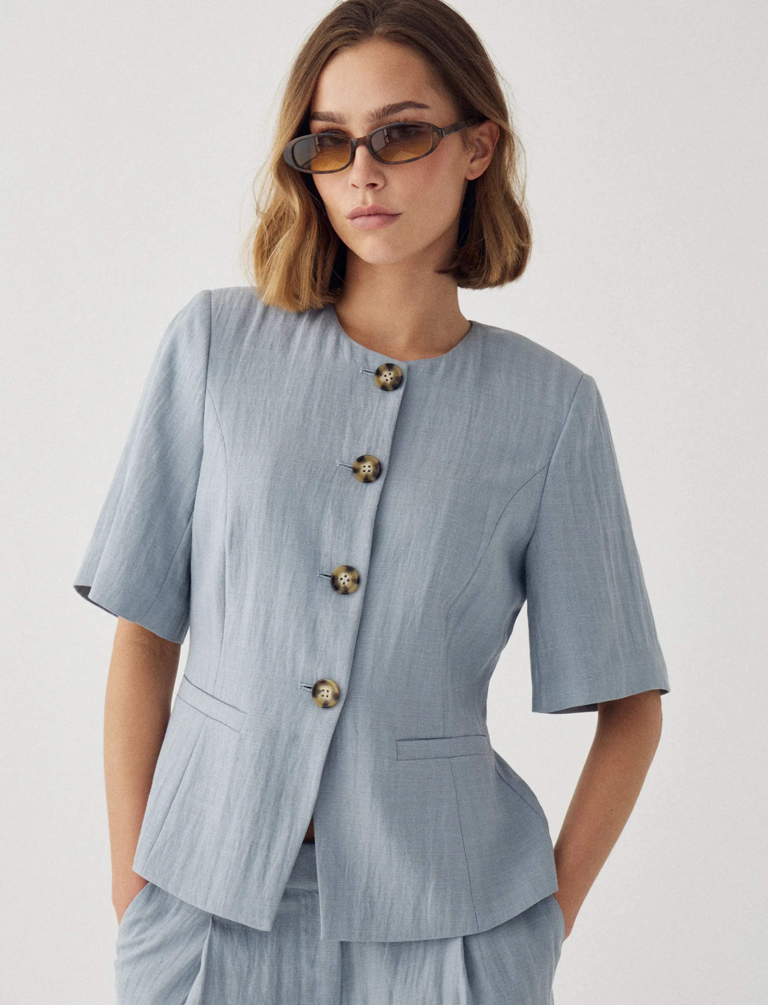 Noella N-Kasaundra Blazer, L, Blue, Blazere > Enkeltradede Blazere, Dame