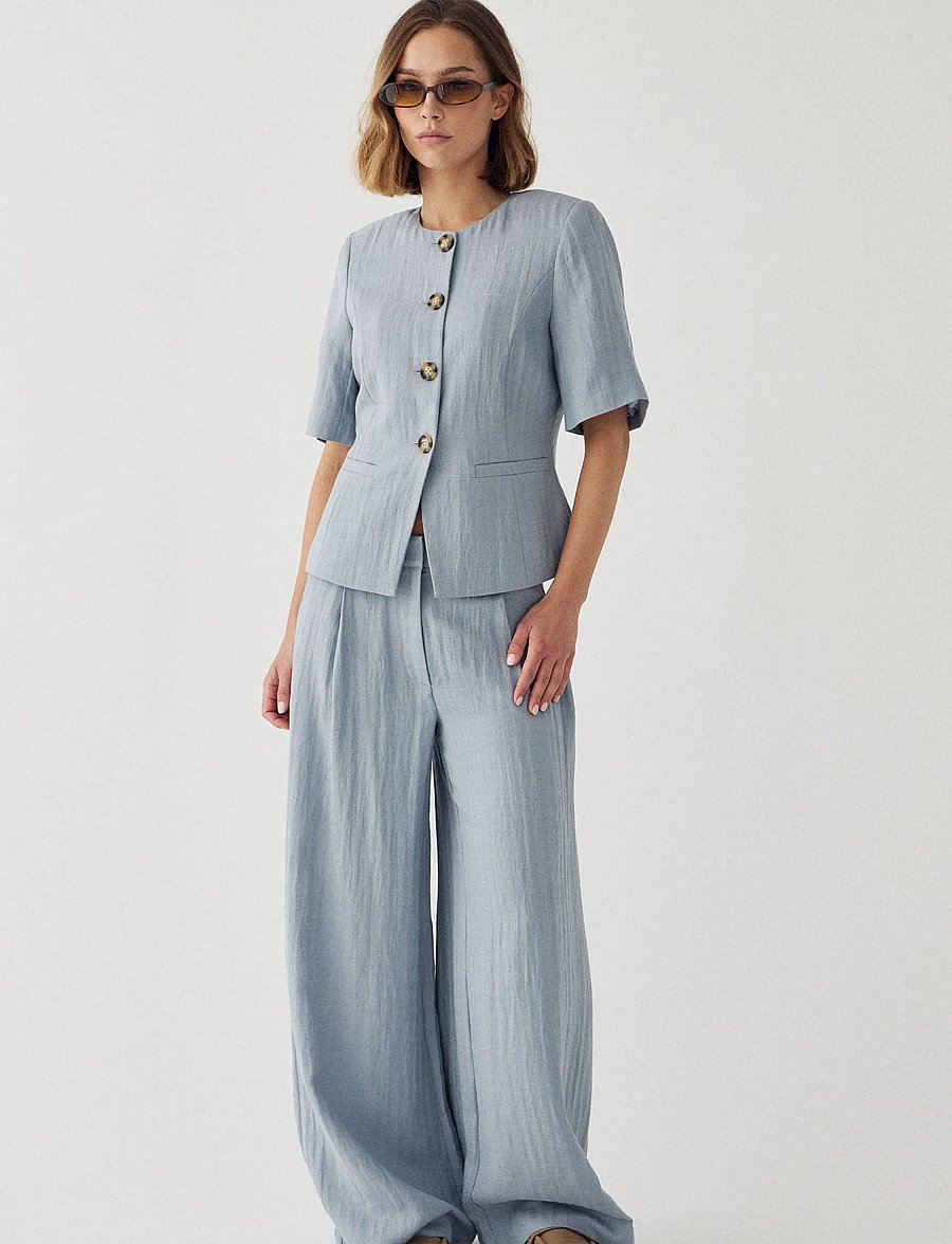 Noella - N-Kazia MW Pants - hosen mit weitem bein - dove blue - 5