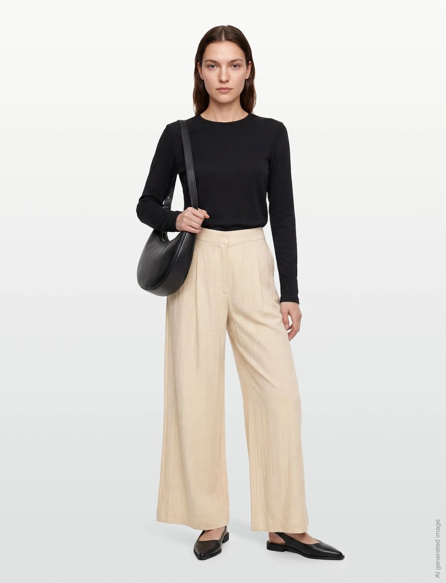 Noella - N-Kazia MW Pants - hosen mit weitem bein - oyster - 0
