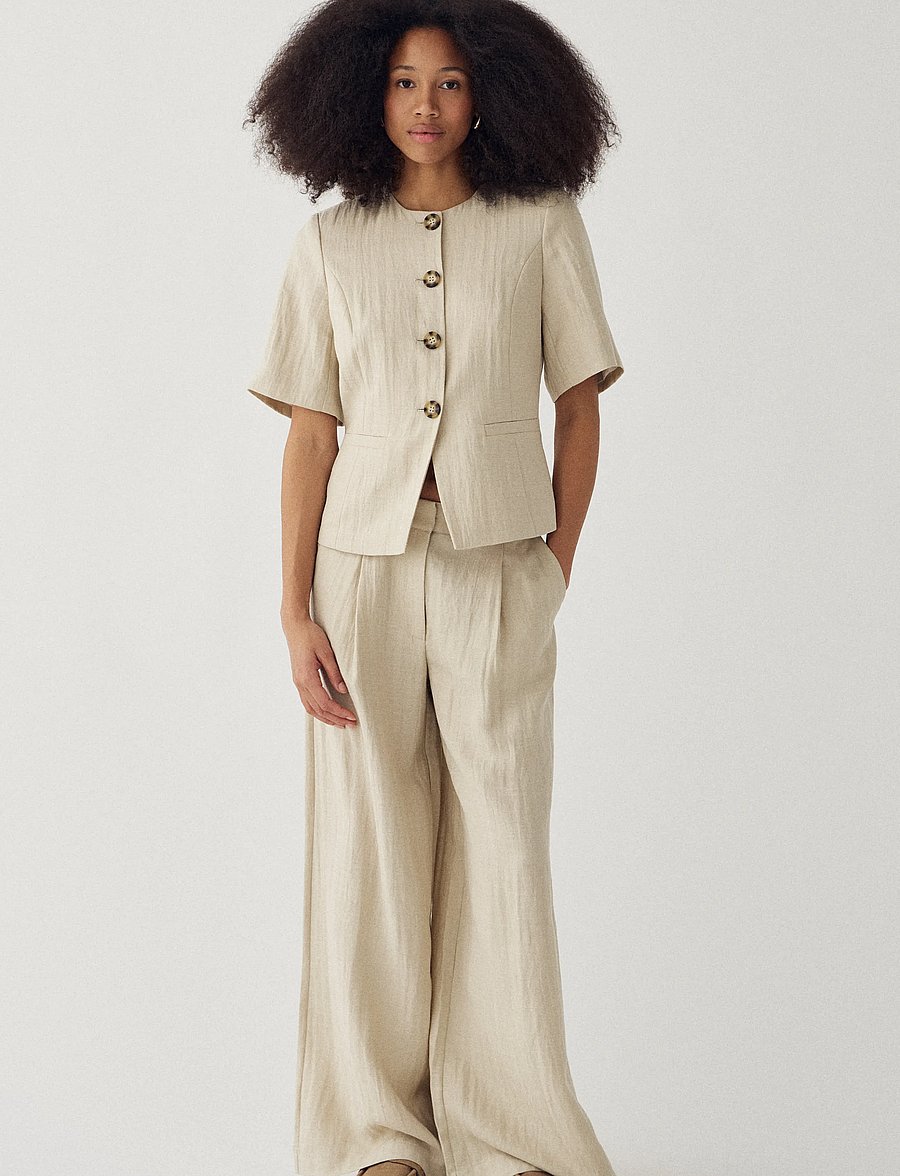 Noella - N-Kazia MW Pants - hosen mit weitem bein - oyster - 0