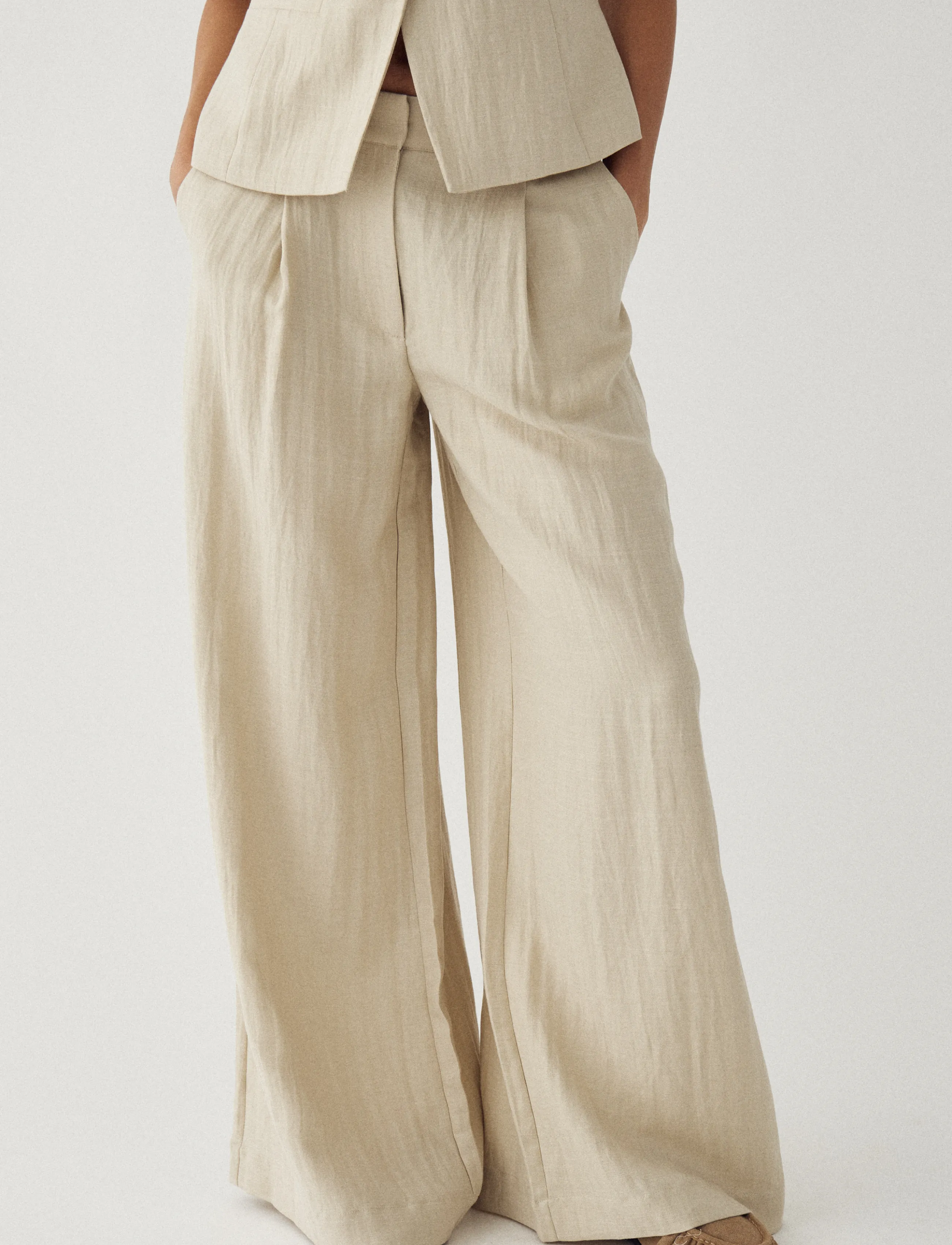 Noella - N-Kazia MW Pants - hosen mit weitem bein - oyster - 3