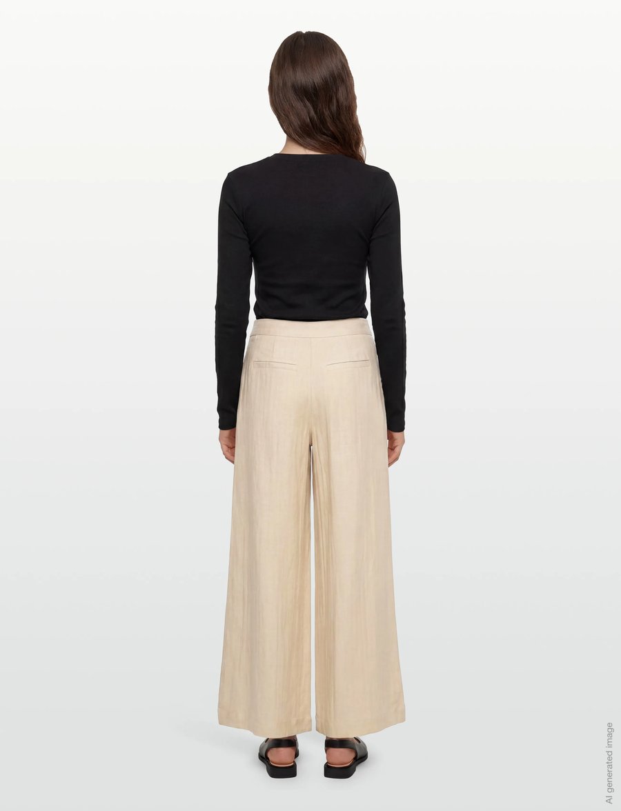 Noella - N-Kazia MW Pants - hosen mit weitem bein - oyster - 4