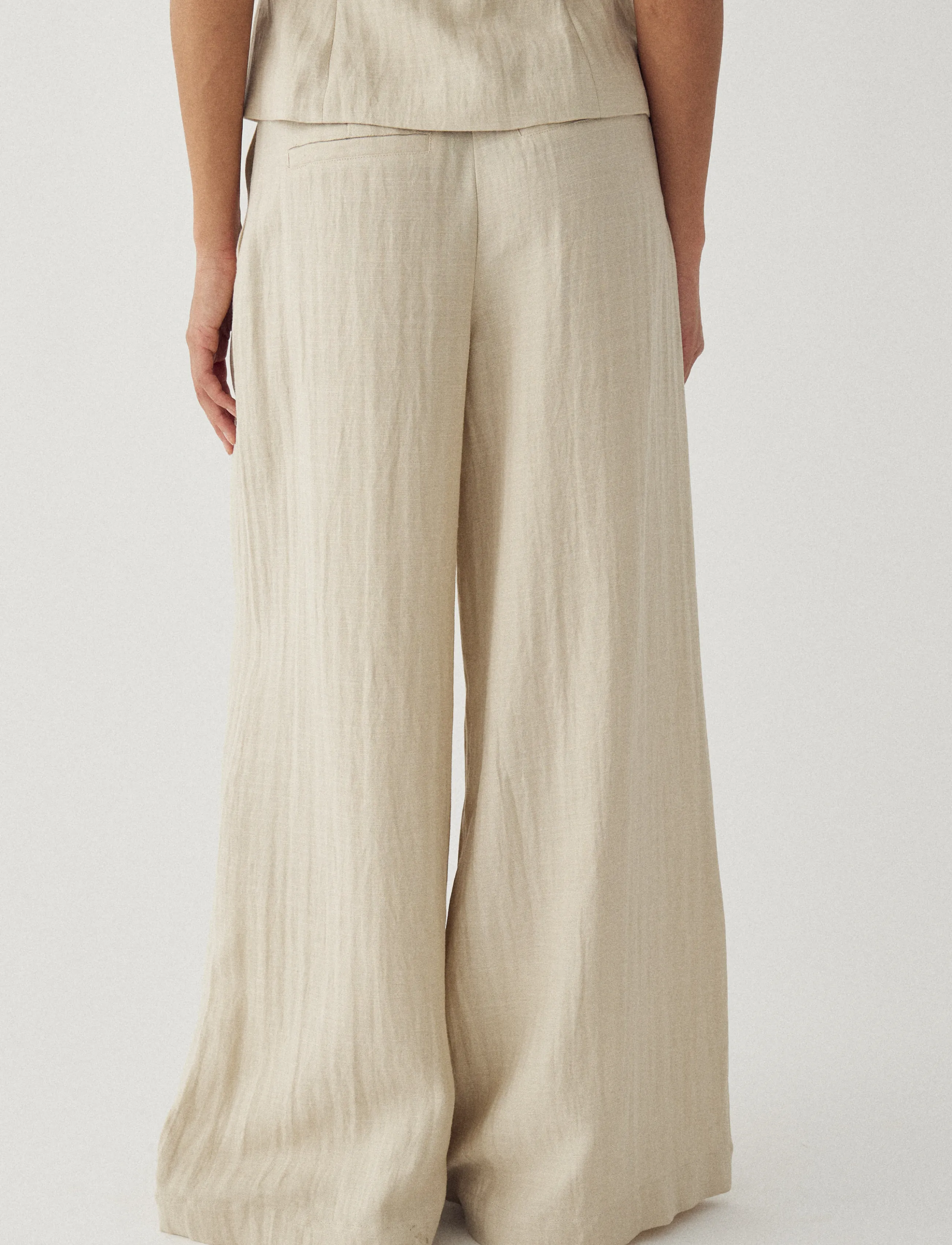 Noella - N-Kazia MW Pants - hosen mit weitem bein - oyster - 4