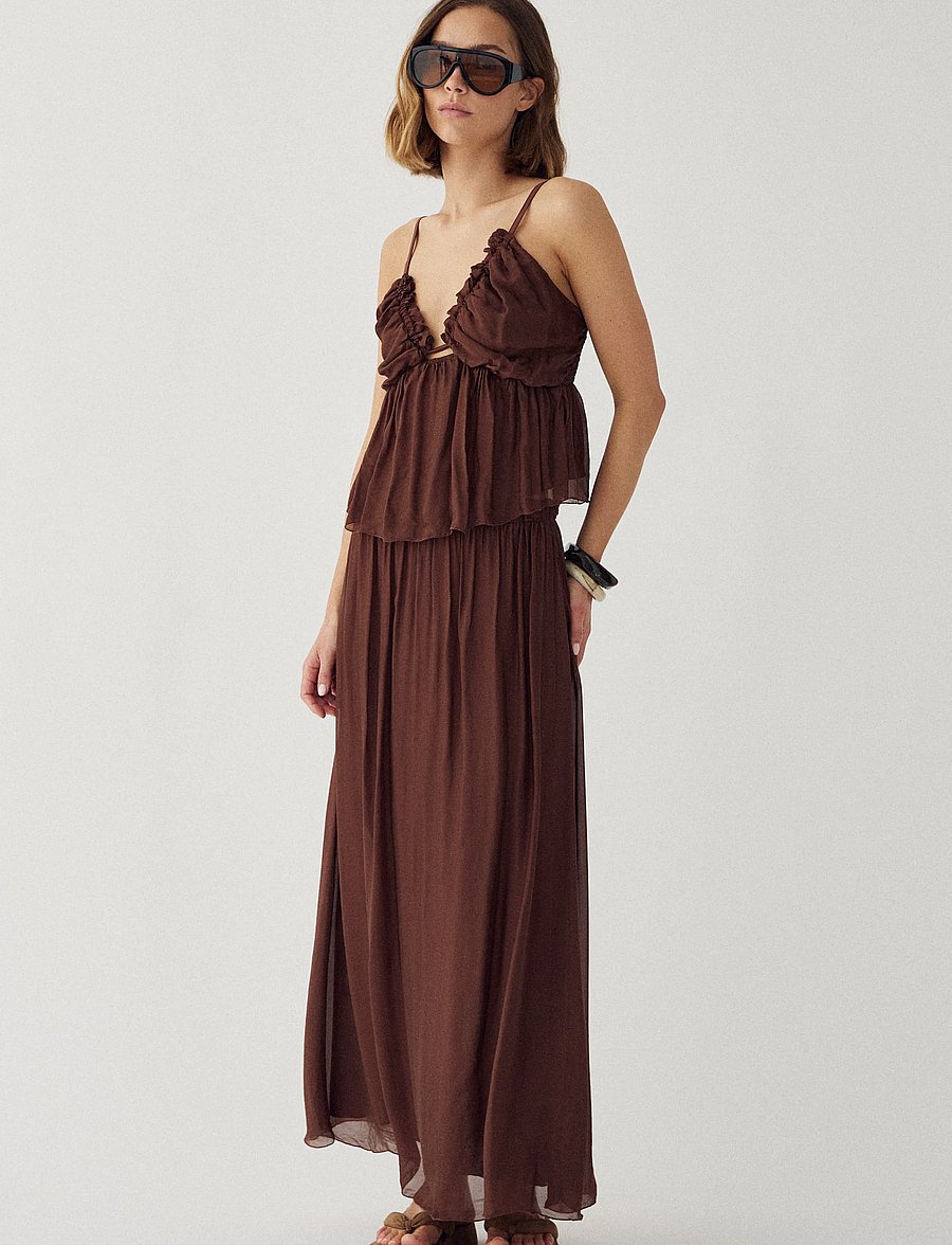 Noella - N-Makoa Skirt - maxi nederdele - chocolate - 0