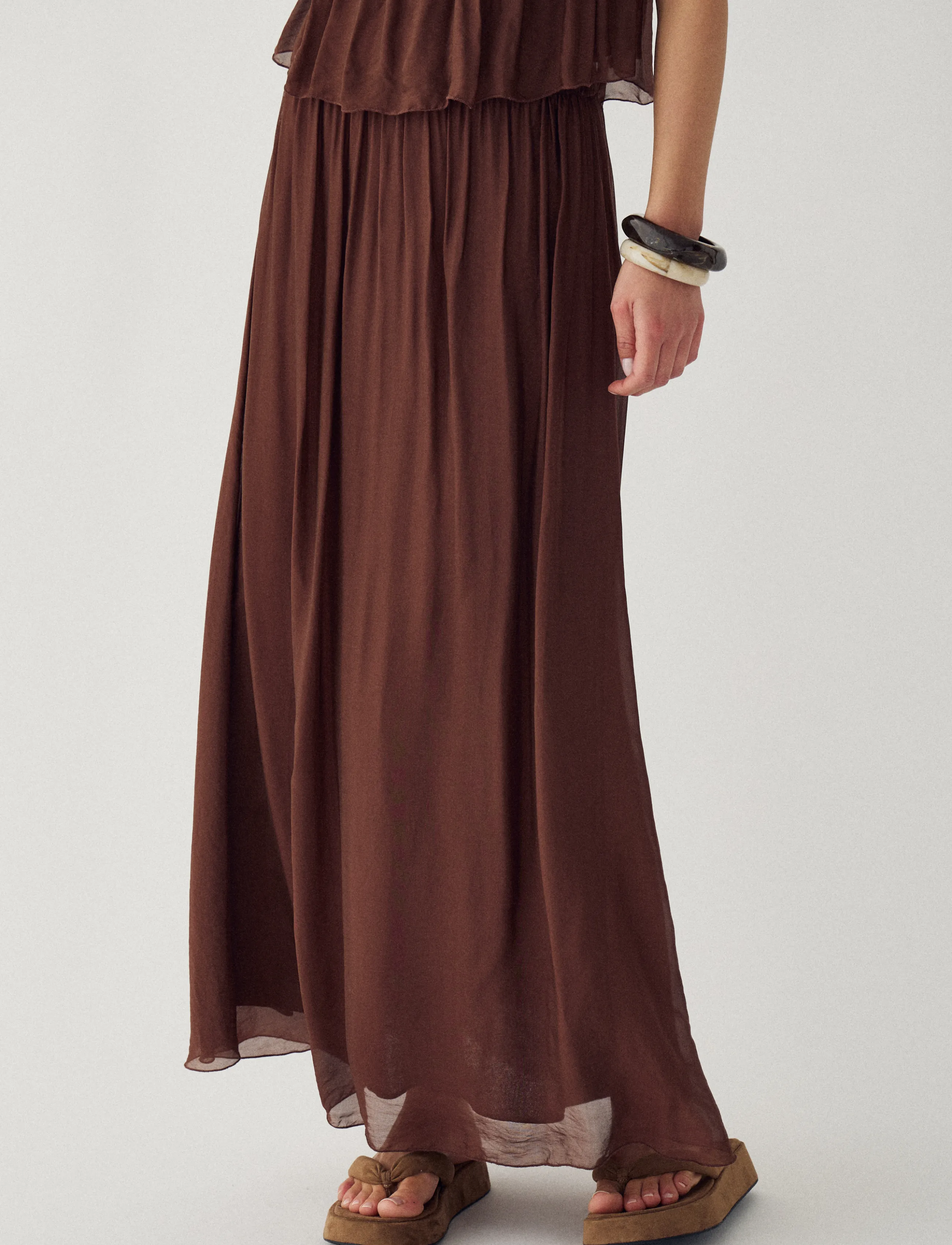 Noella - N-Makoa Skirt - maxi nederdele - chocolate - 3