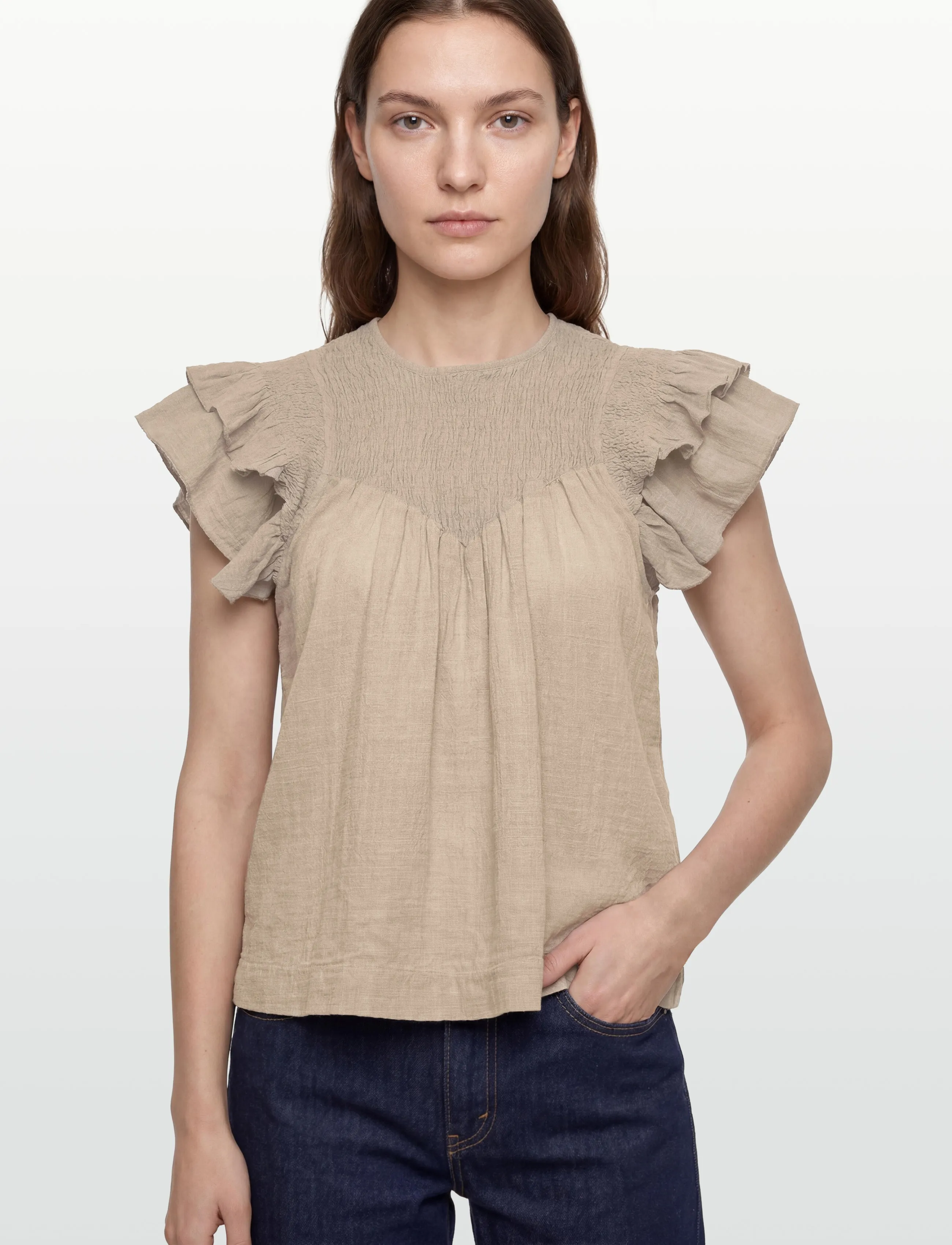Noella - N-Maura Blouse - short-sleeved blouses - grey ivory - 3