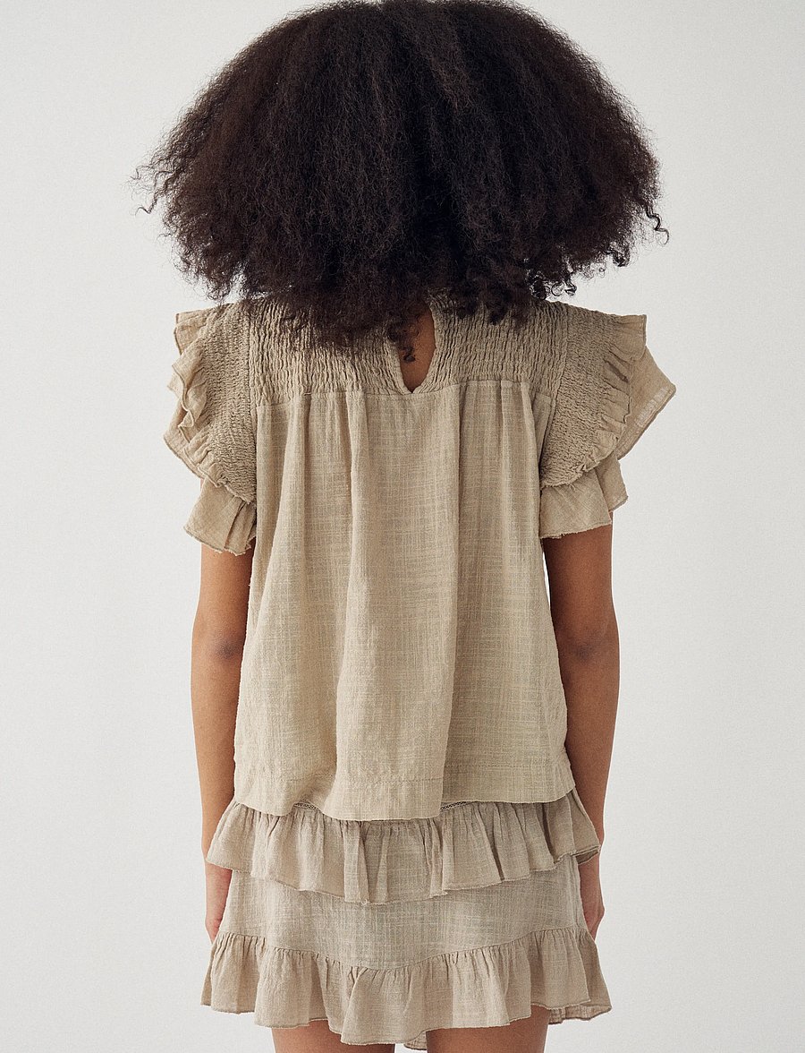 Noella - N-Maura Blouse - palaidinės trumpomis rankovėmis - grey ivory - 3