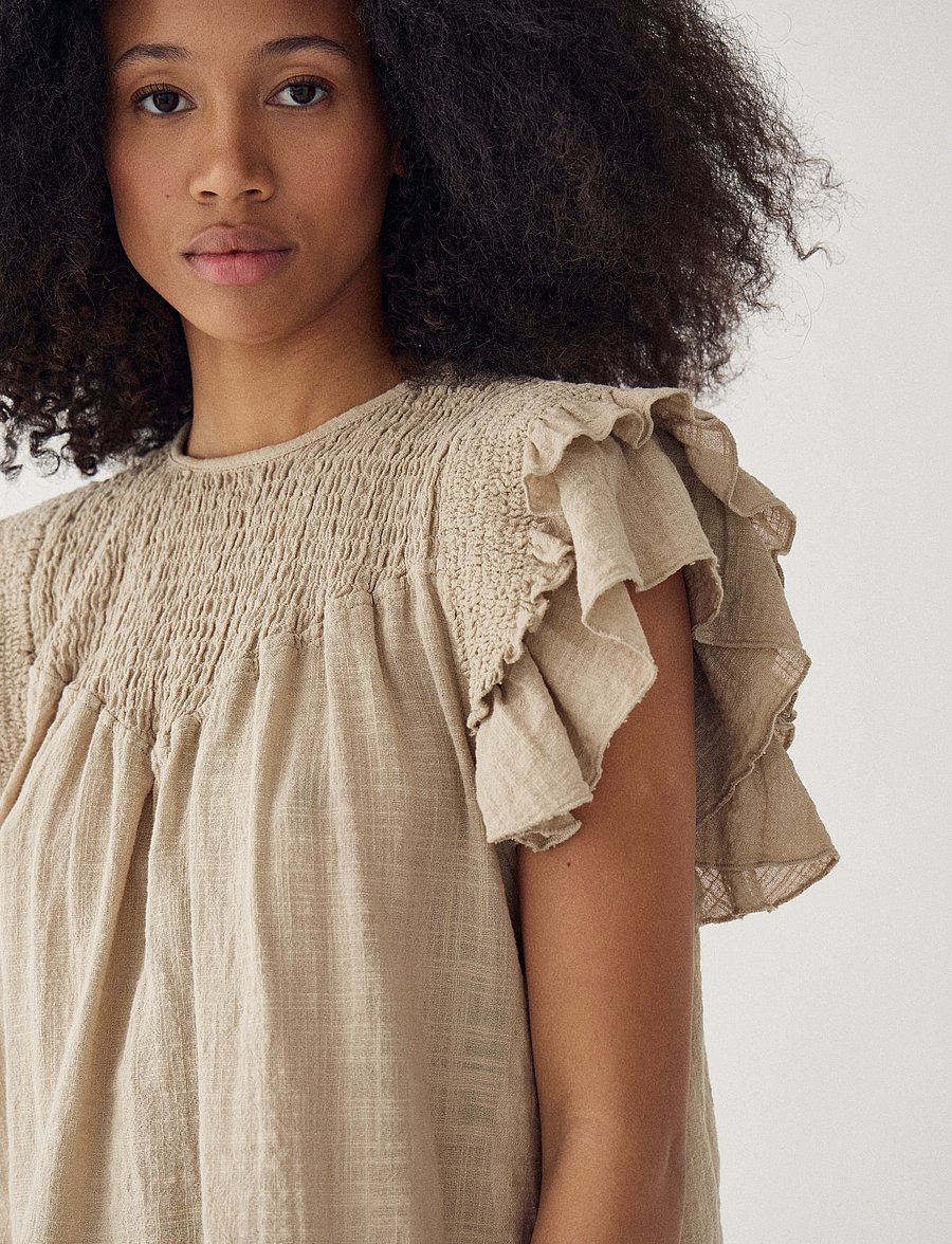 Noella - N-Maura Blouse - palaidinės trumpomis rankovėmis - grey ivory - 4