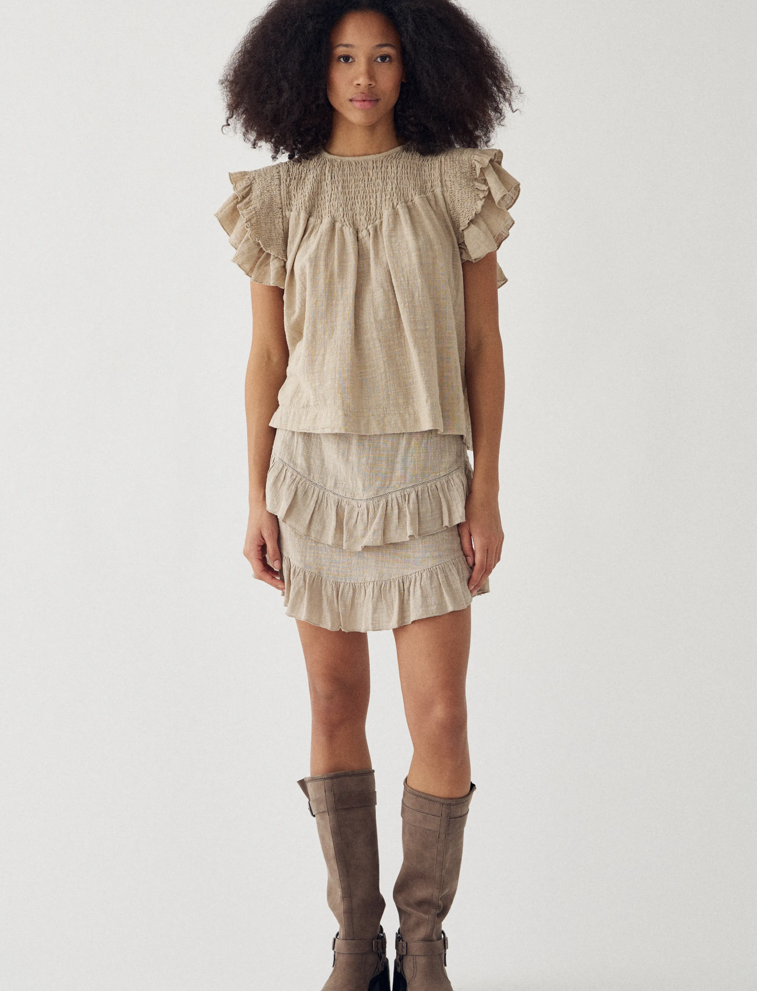 Noella - N-Maura Blouse - palaidinės trumpomis rankovėmis - grey ivory - 5