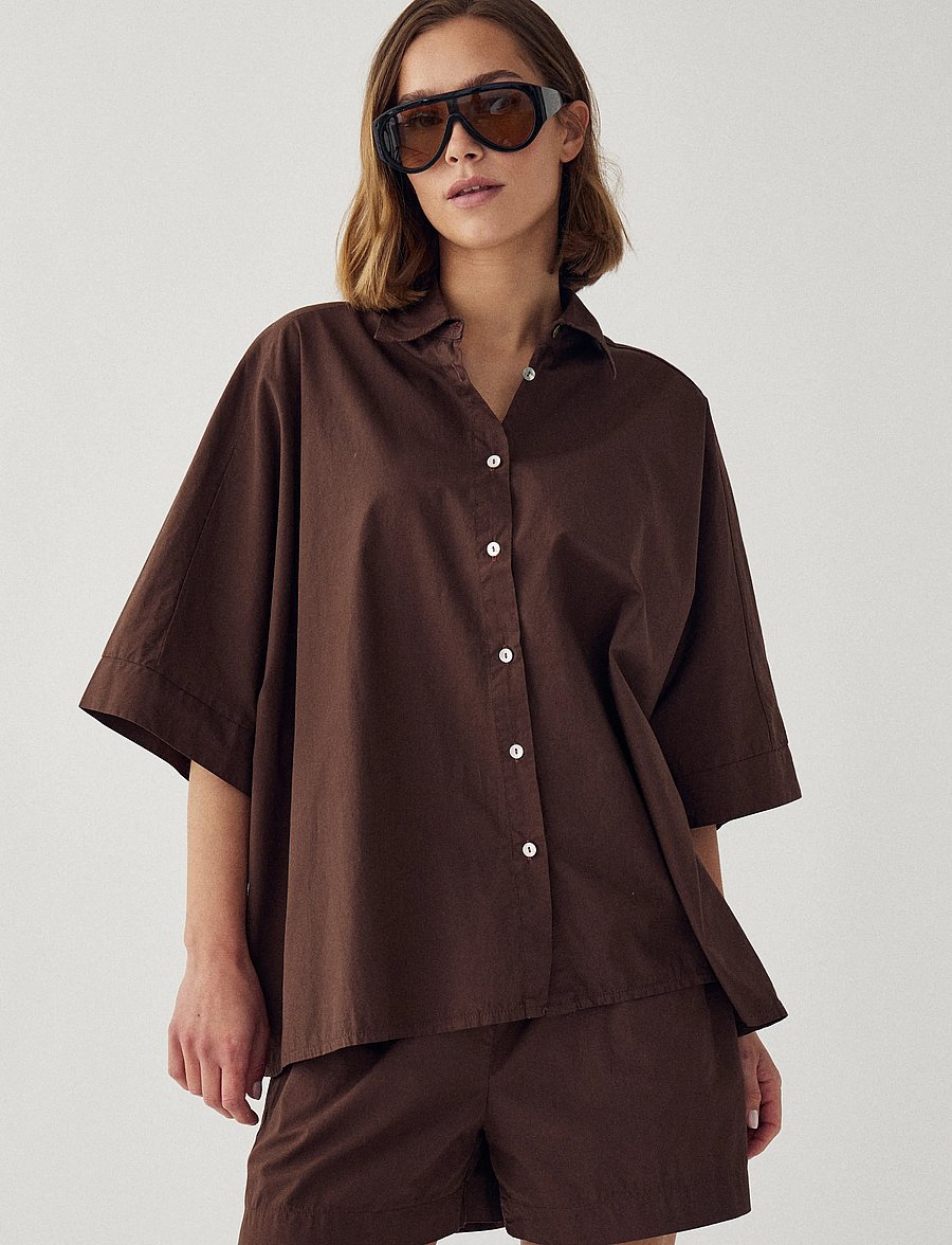Noella - N-Maizie Shirt - kurzärmlige hemden - chocolate - 0