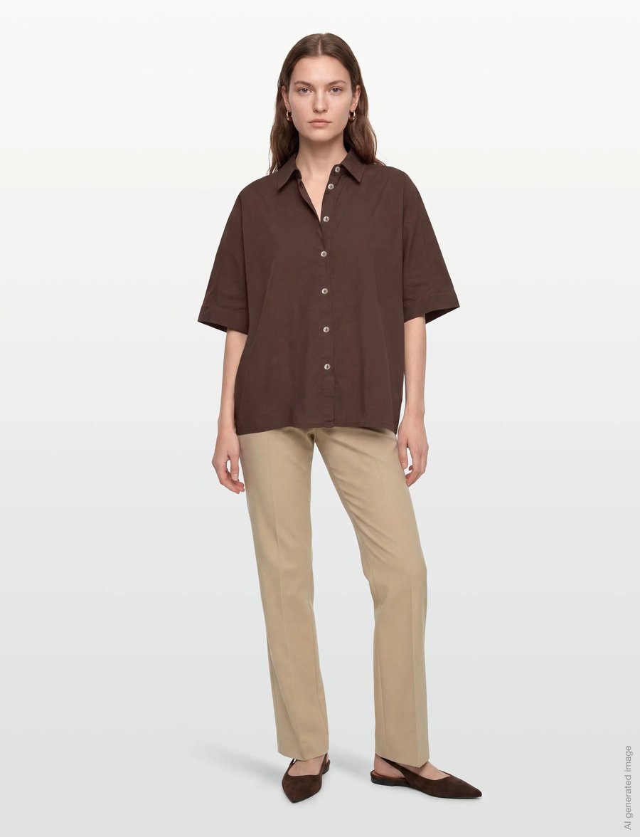 Noella - N-Maizie Shirt - kurzärmlige hemden - chocolate - 0