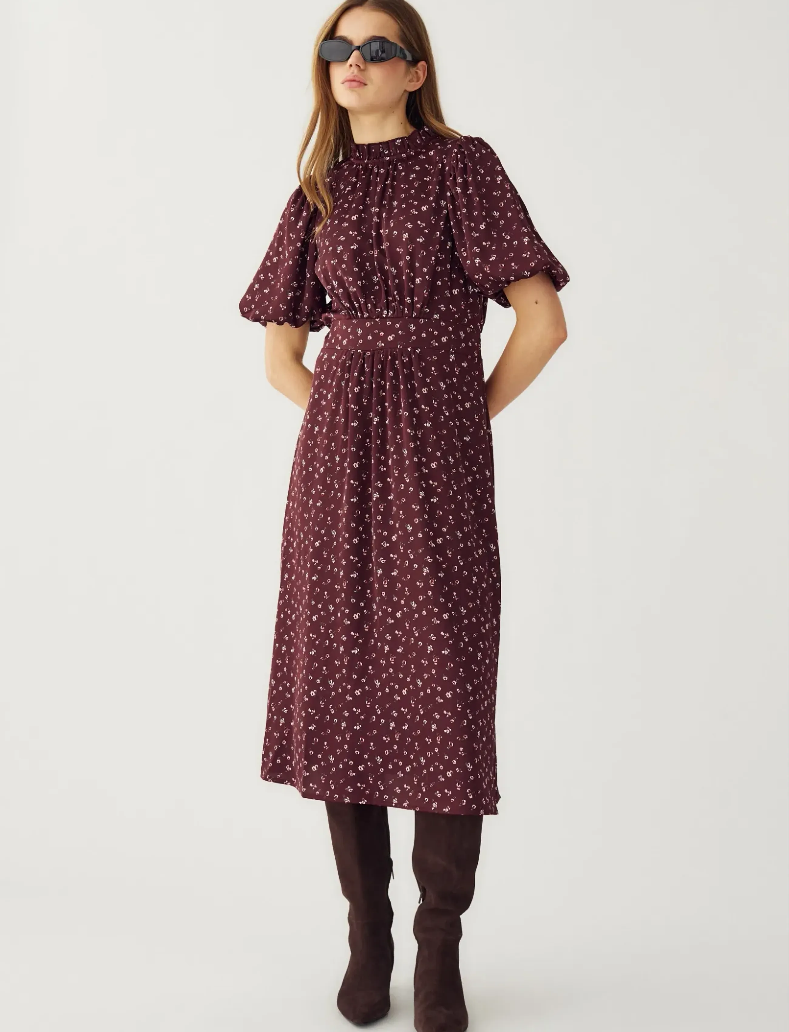Noella N-Ruth Dress - Tøj - DWYN BURGUNDY PRINT / burgundy