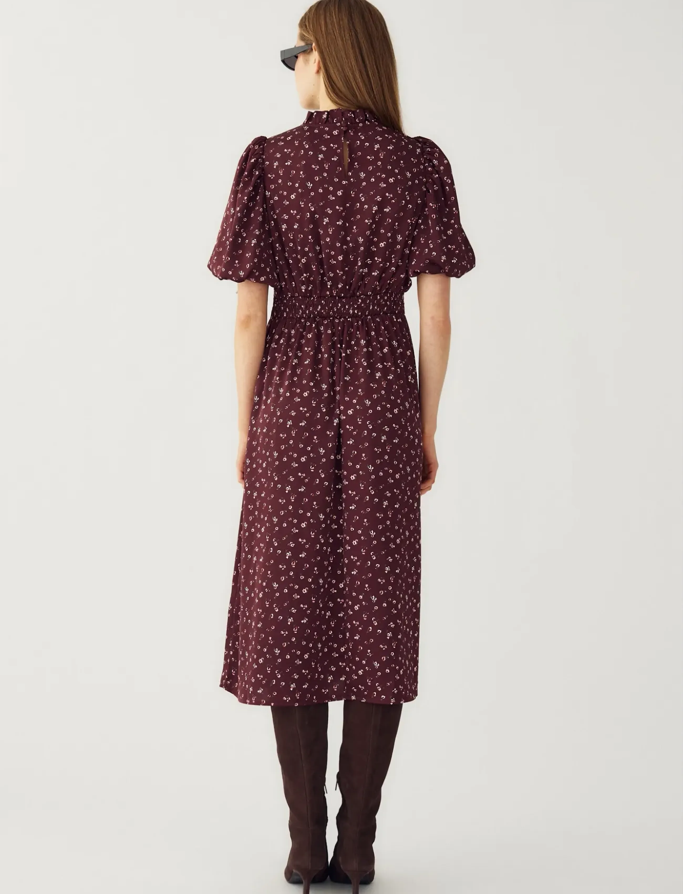 Noella - N-Ruth Dress - sukienki do kolan i midi - dwyn burgundy print - 3