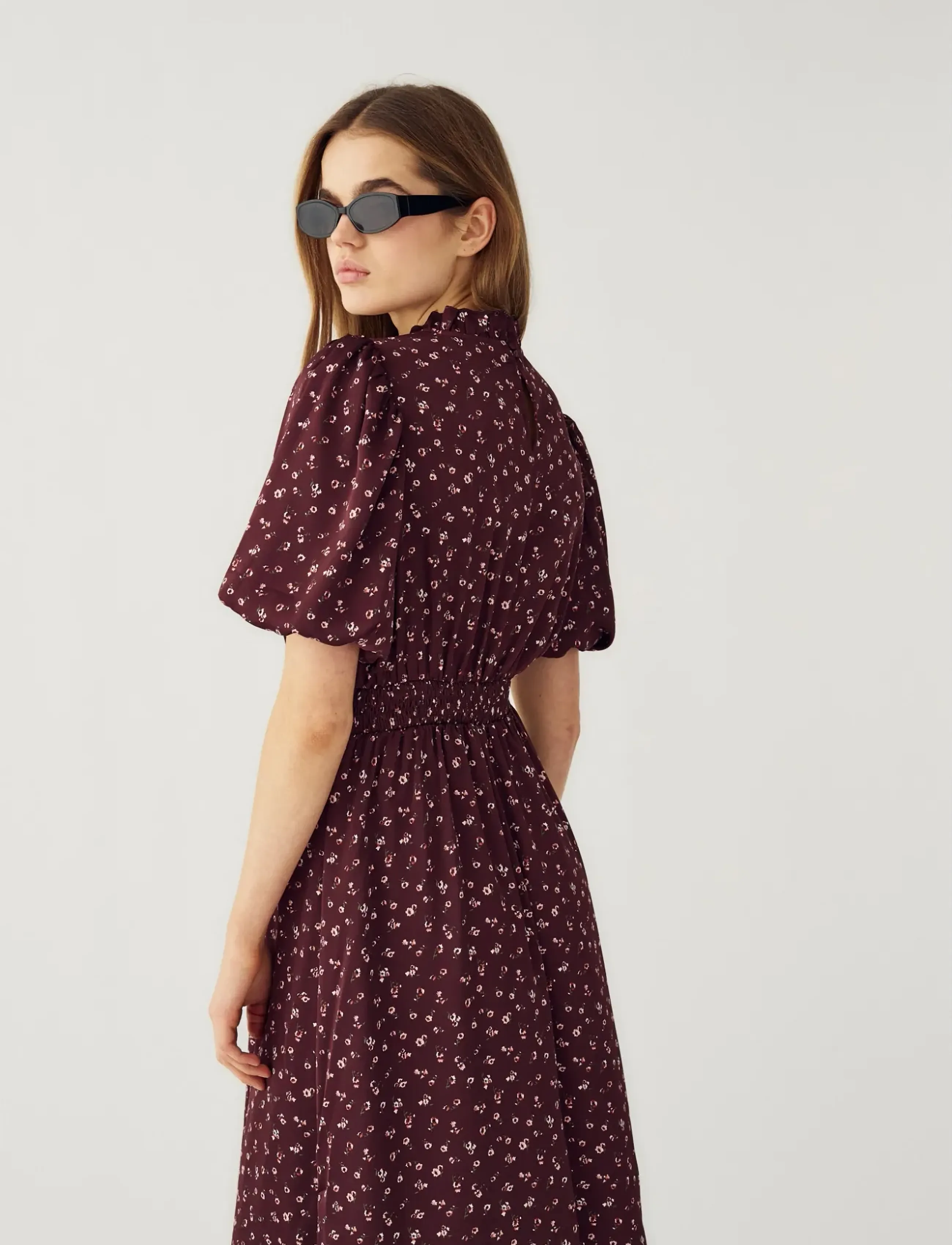Noella - N-Ruth Dress - sukienki do kolan i midi - dwyn burgundy print - 4
