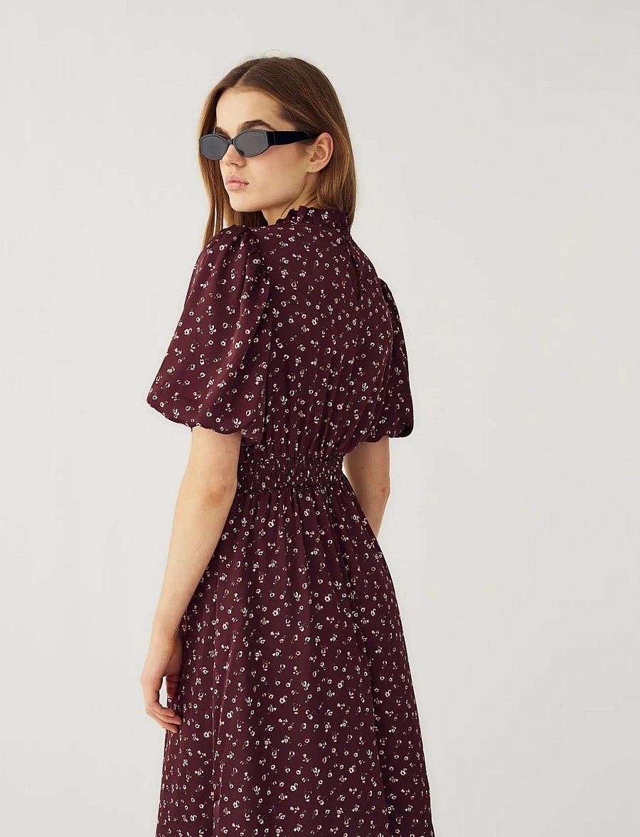 Noella - N-Ruth Dress - midiklänningar - dwyn burgundy print - 4