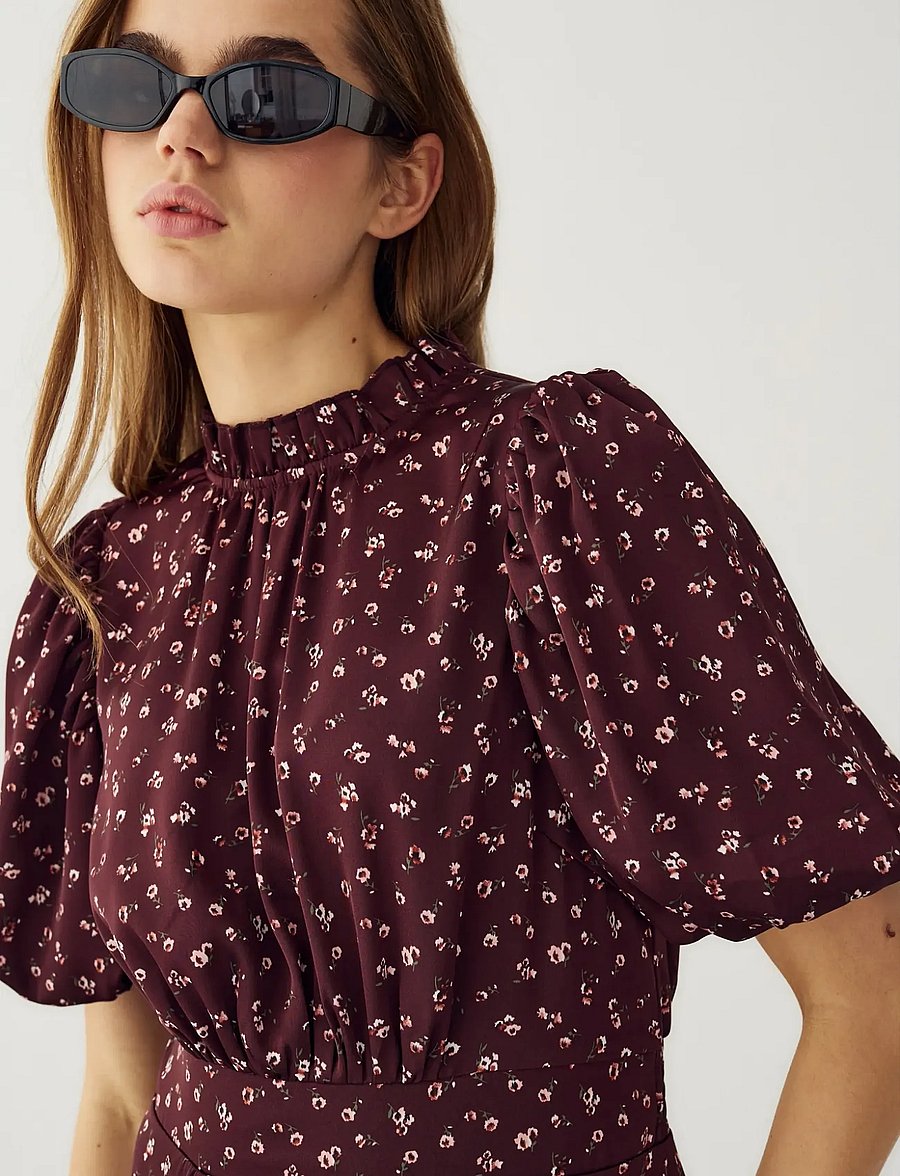 Noella - N-Ruth Dress - midiklänningar - dwyn burgundy print - 5