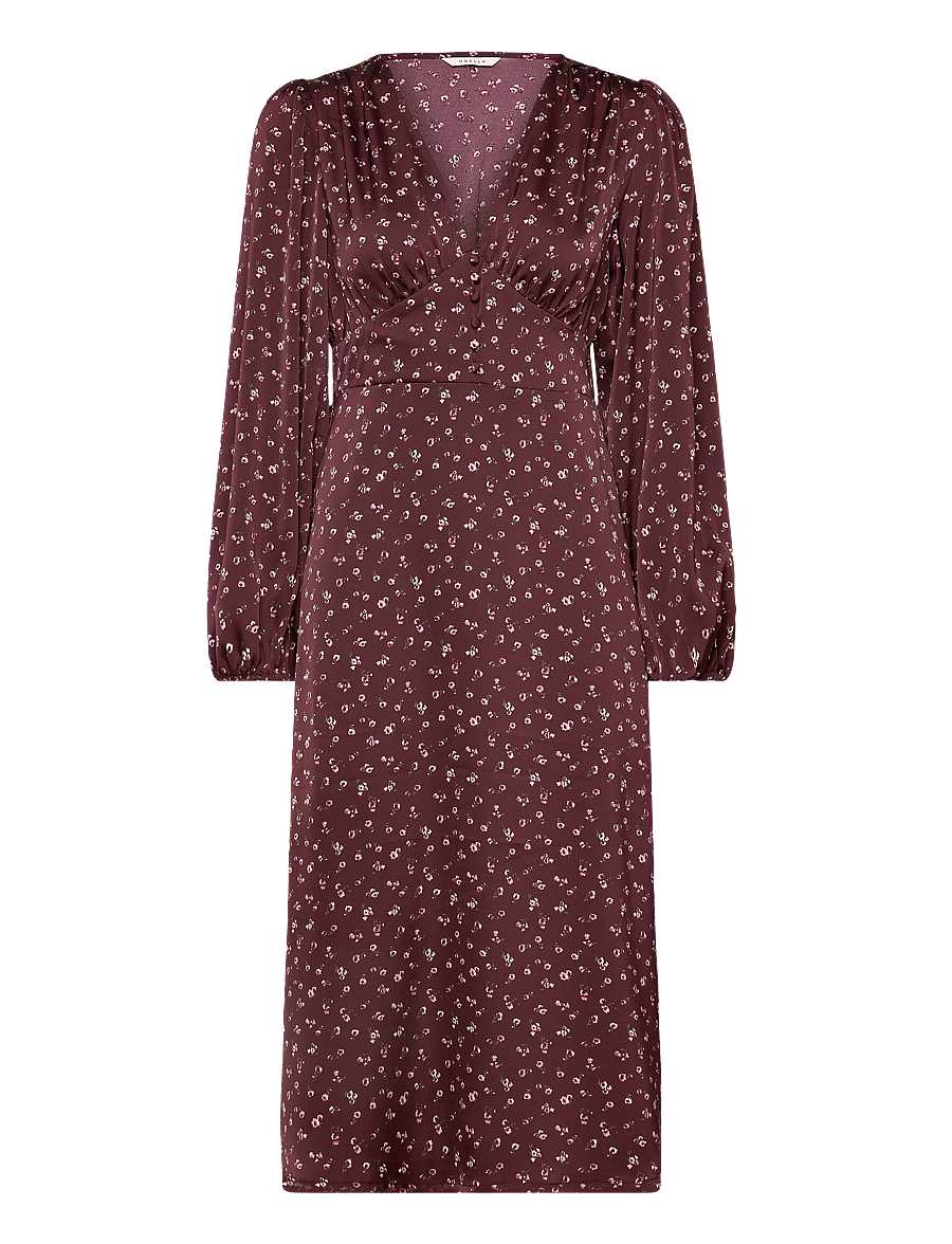 Noella - N-Lilith Dress - midiklänningar - dwyn burgundy print - 1