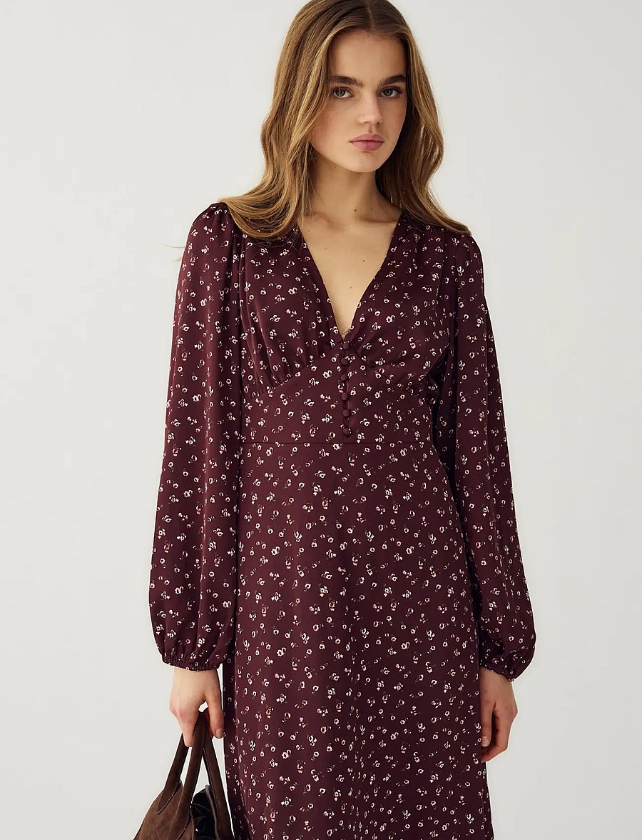 Noella - N-Lilith Dress - midiklänningar - dwyn burgundy print - 3