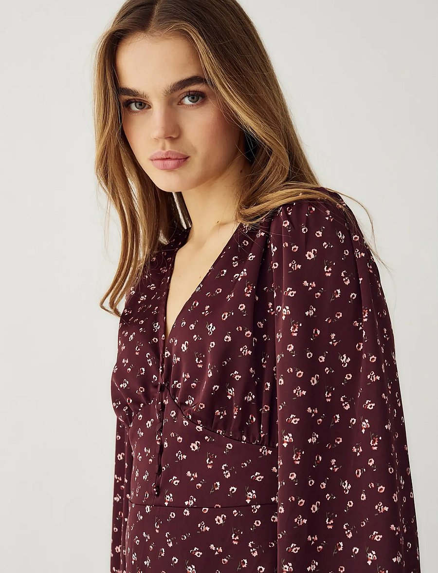 Noella - N-Lilith Dress - midiklänningar - dwyn burgundy print - 4