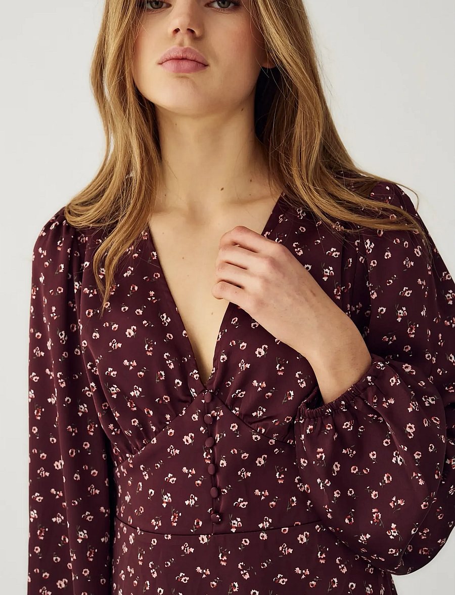 Noella - N-Lilith Dress - midiklänningar - dwyn burgundy print - 5