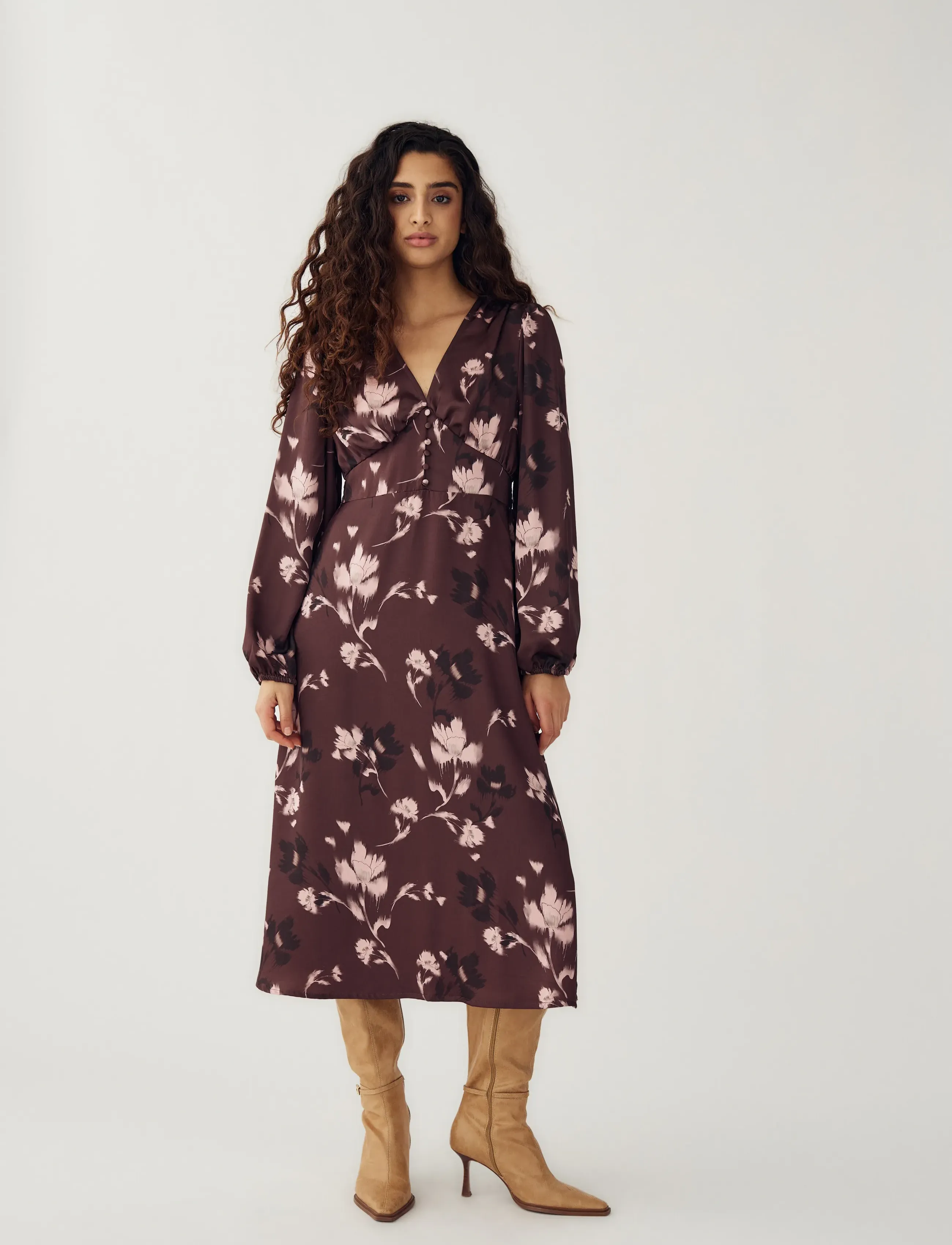 Noella N-Lilith Dress - Kjoler - DENA BURGUNDY PRINT / burgundy