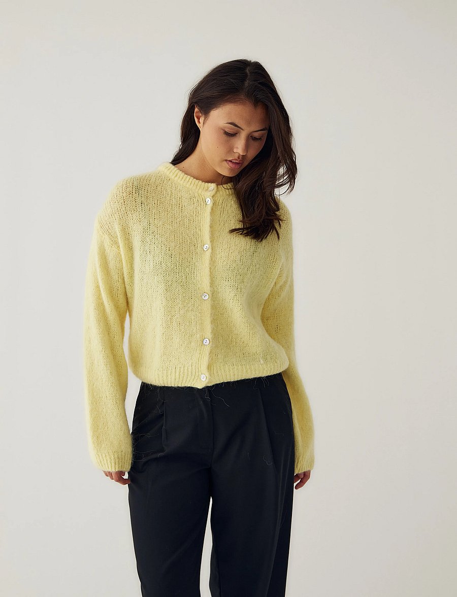 Noella - N-Kae Knit Cardigan - koftor - butter yellow - 0