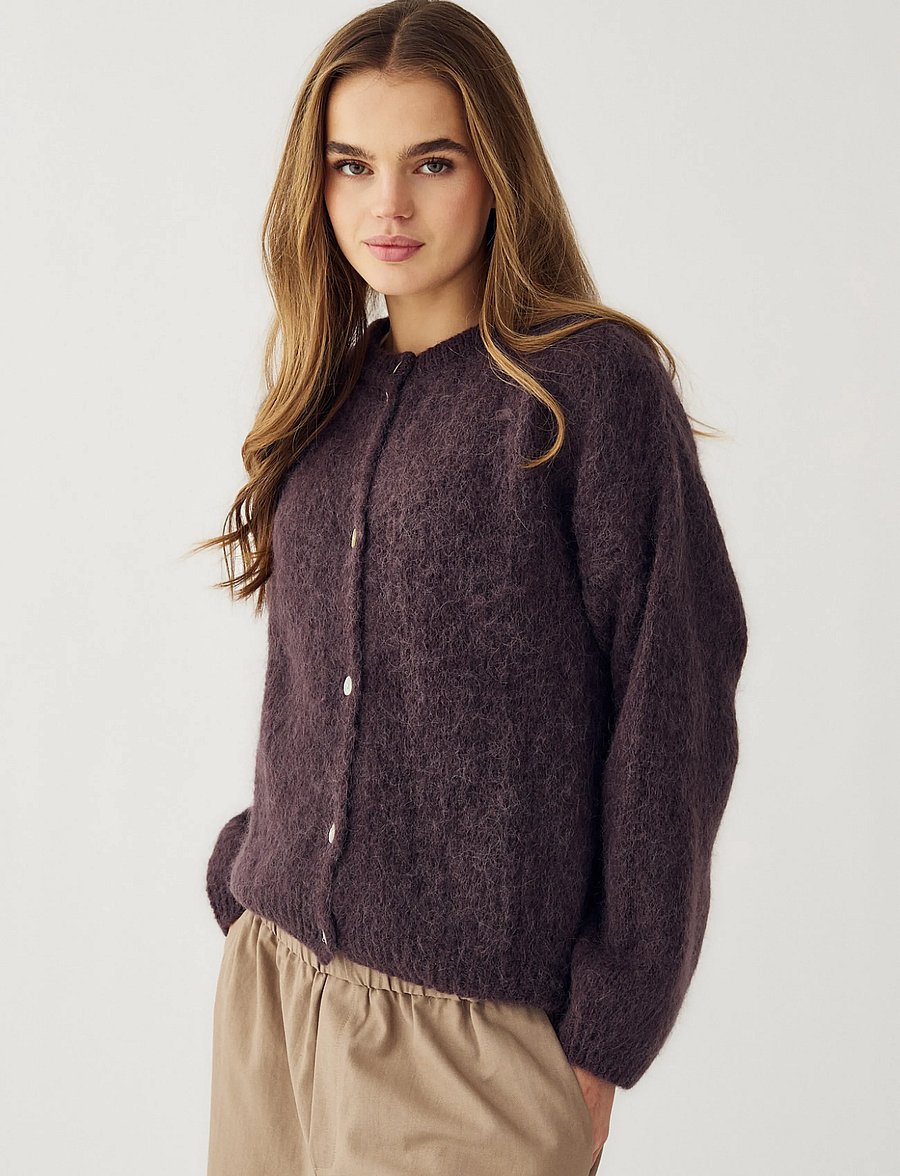 Noella - N-Kae Knit Cardigan - koftor - chocolate - 0