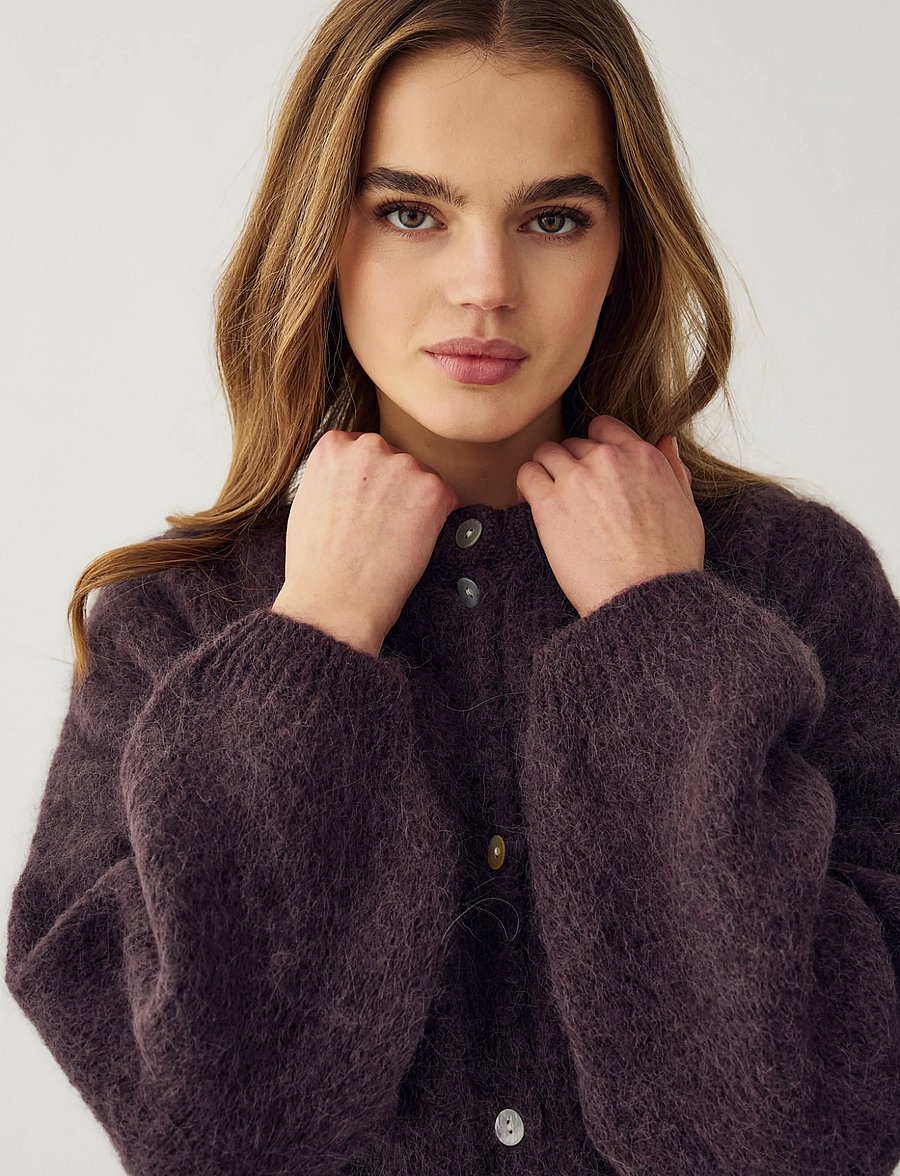 Noella - N-Kae Knit Cardigan - koftor - chocolate - 3