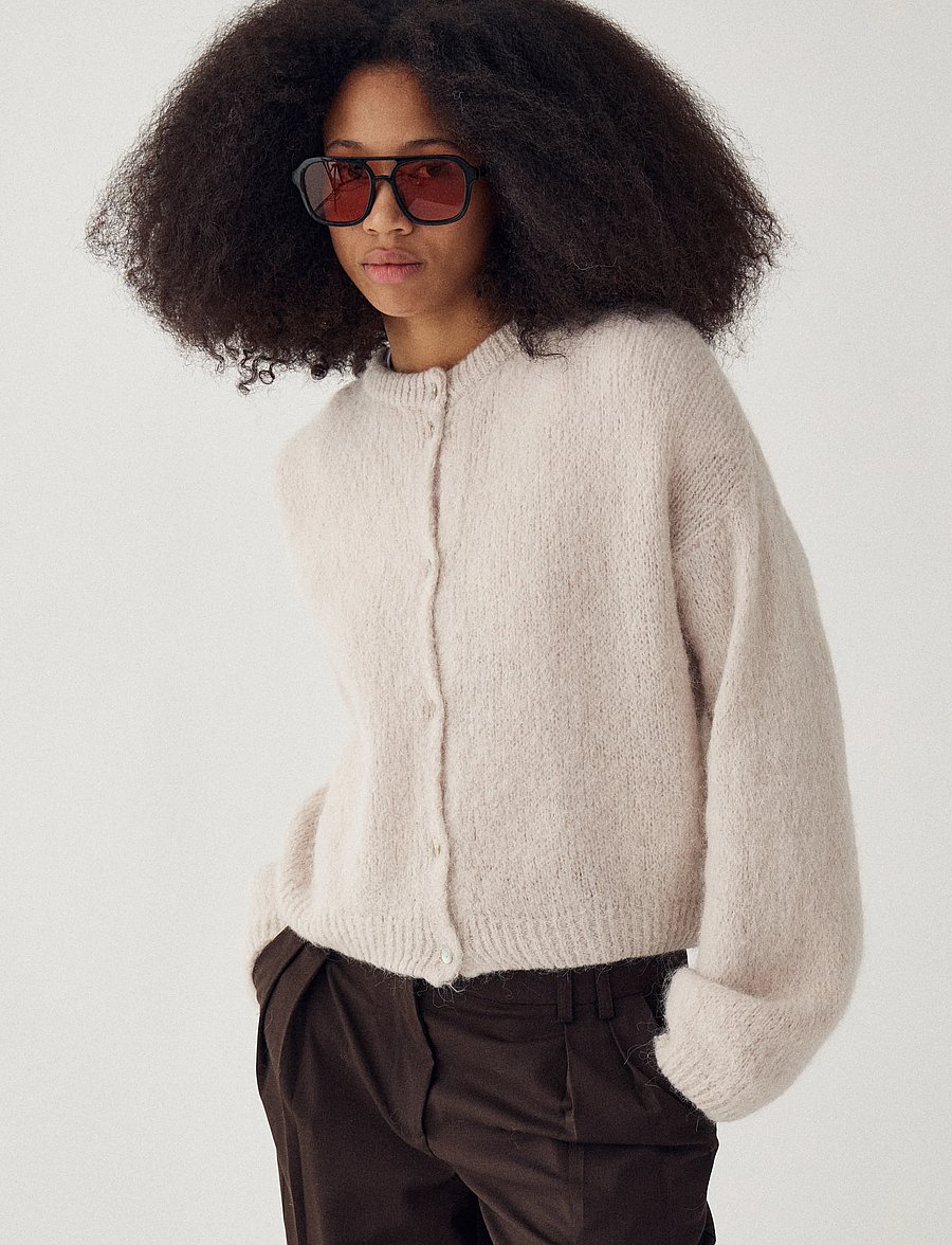 Noella - N-Kae Knit Cardigan - koftor - oyster - 0