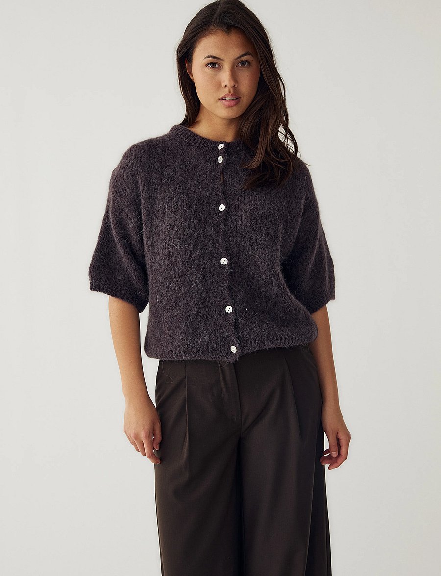 Noella - N-Kae SS Knit Cardigan - cardigans - chocolate - 0
